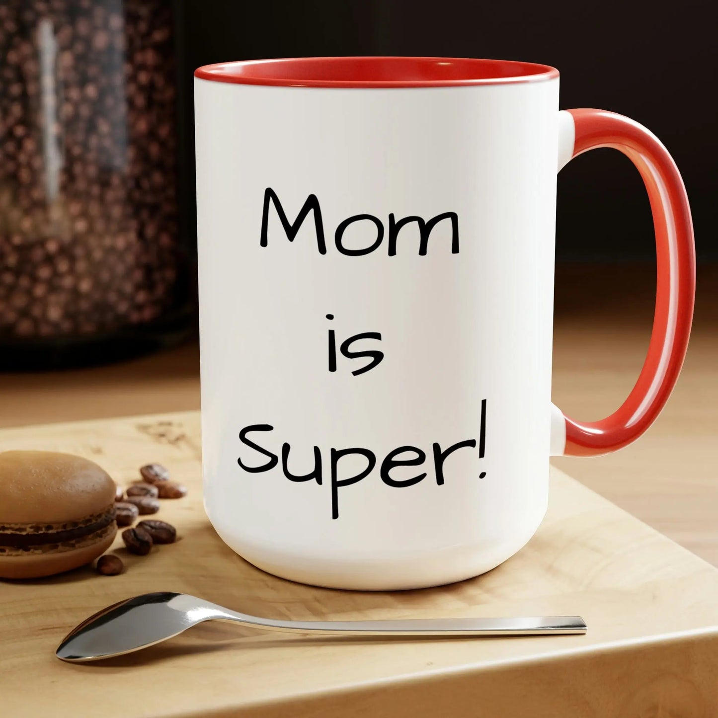 Super Mom, Mom is Super! Two-Tone Coffee Mugs, 15oz