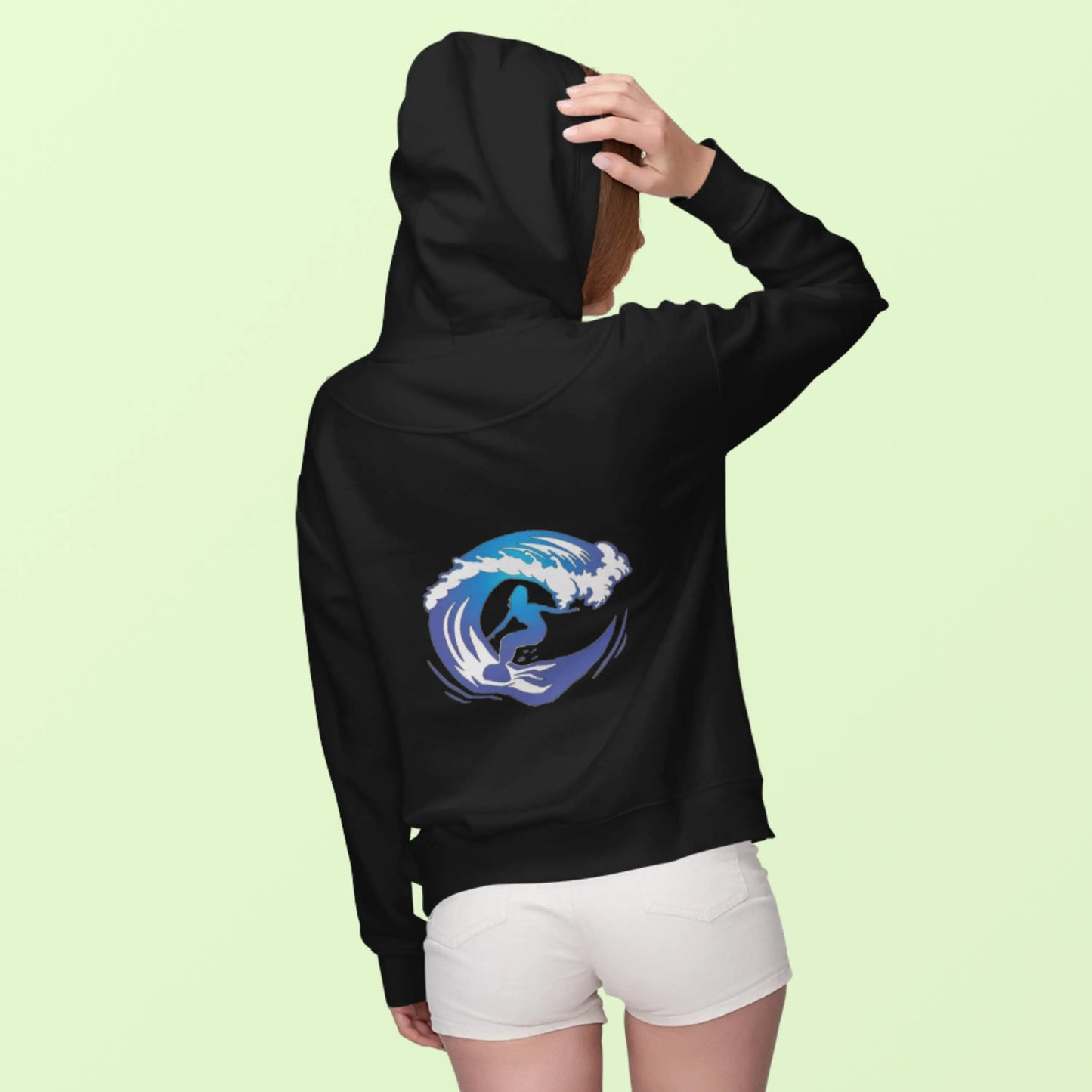 Surf girl Hang Ten on the wave Unisex Heavy Blend Hooded Sweatshirt