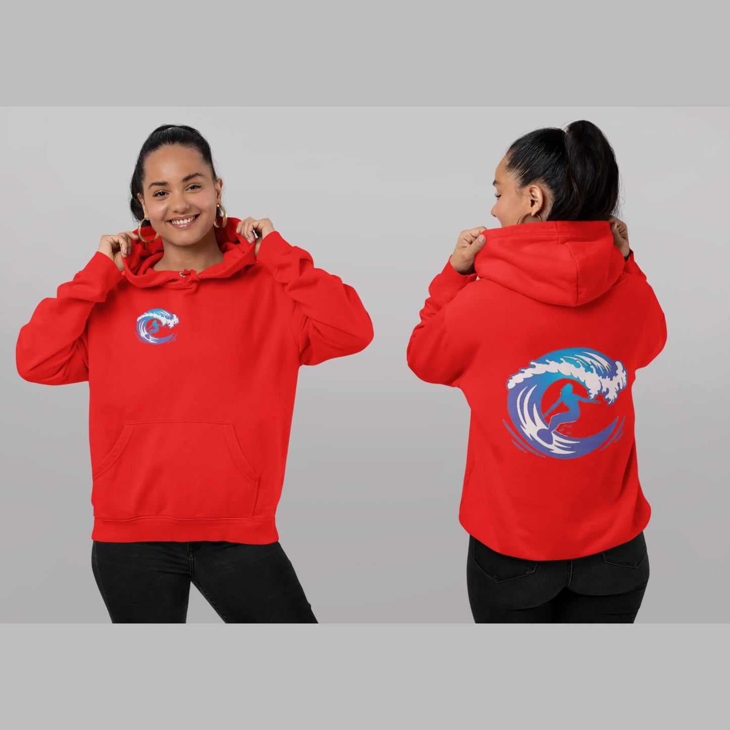 Surf girl Hang Ten on the wave Unisex Heavy Blend Hooded Sweatshirt