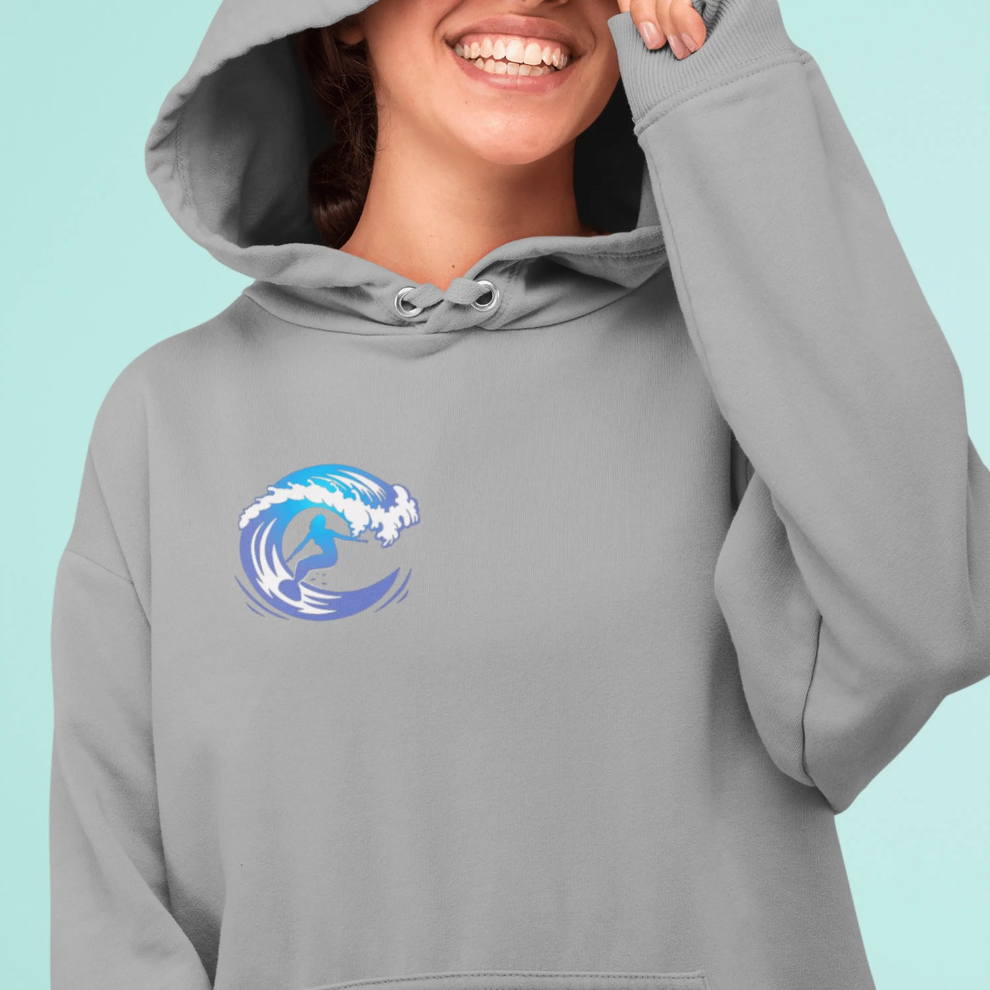 Surf girl Hang Ten on the wave Unisex Heavy Blend Hooded Sweatshirt