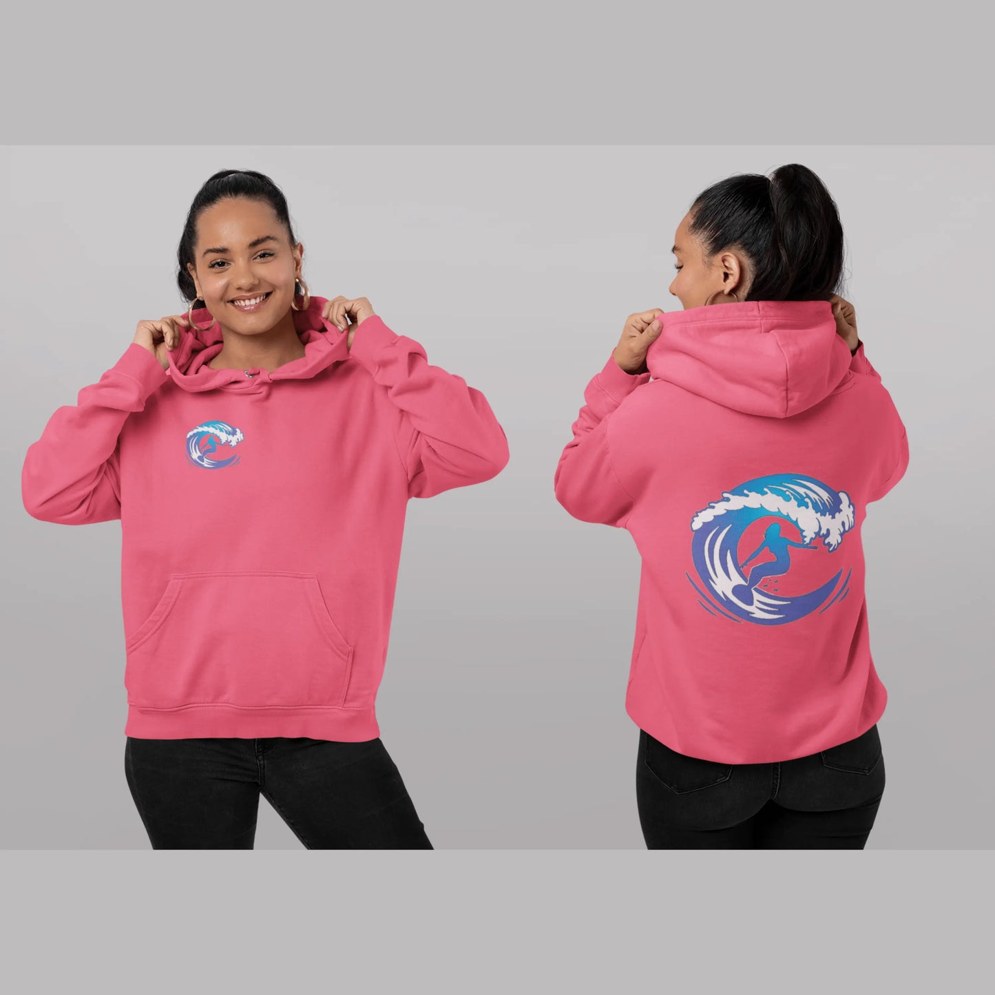 Surf girl Hang Ten on the wave Unisex Heavy Blend Hooded Sweatshirt