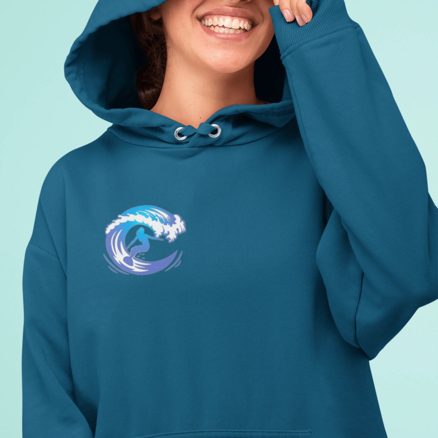 Surf girl Hang Ten on the wave Unisex Heavy Blend Hooded Sweatshirt