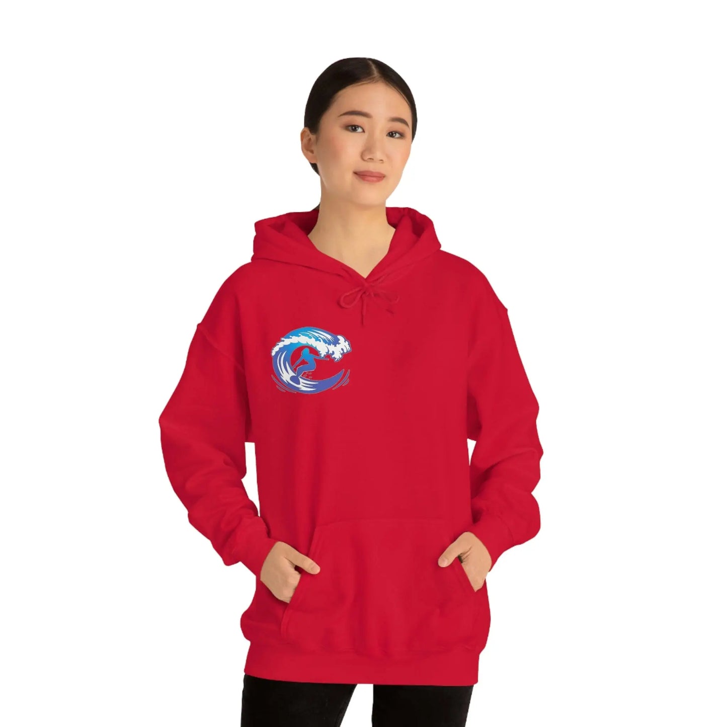 Surf girl Hang Ten on the wave Unisex Heavy Blend Hooded Sweatshirt