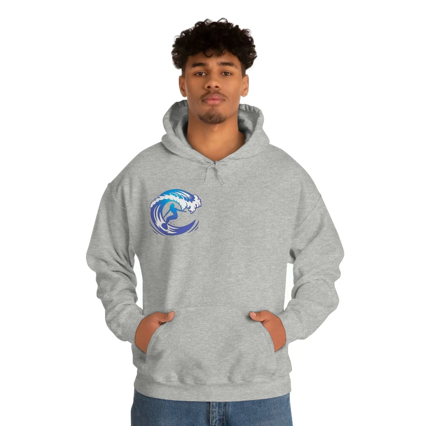 Surf girl Hang Ten on the wave Unisex Heavy Blend Hooded Sweatshirt