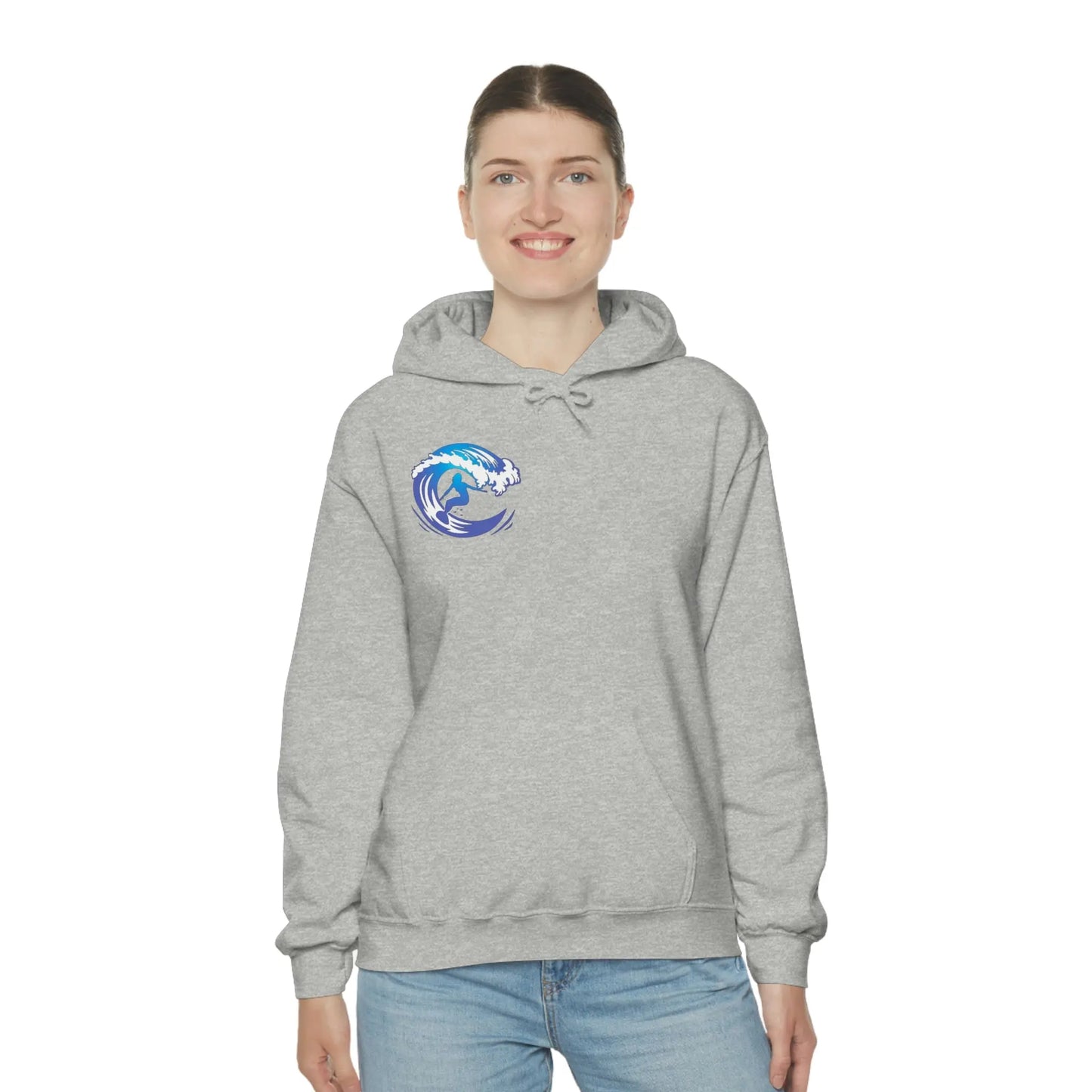 Surf girl Hang Ten on the wave Unisex Heavy Blend Hooded Sweatshirt