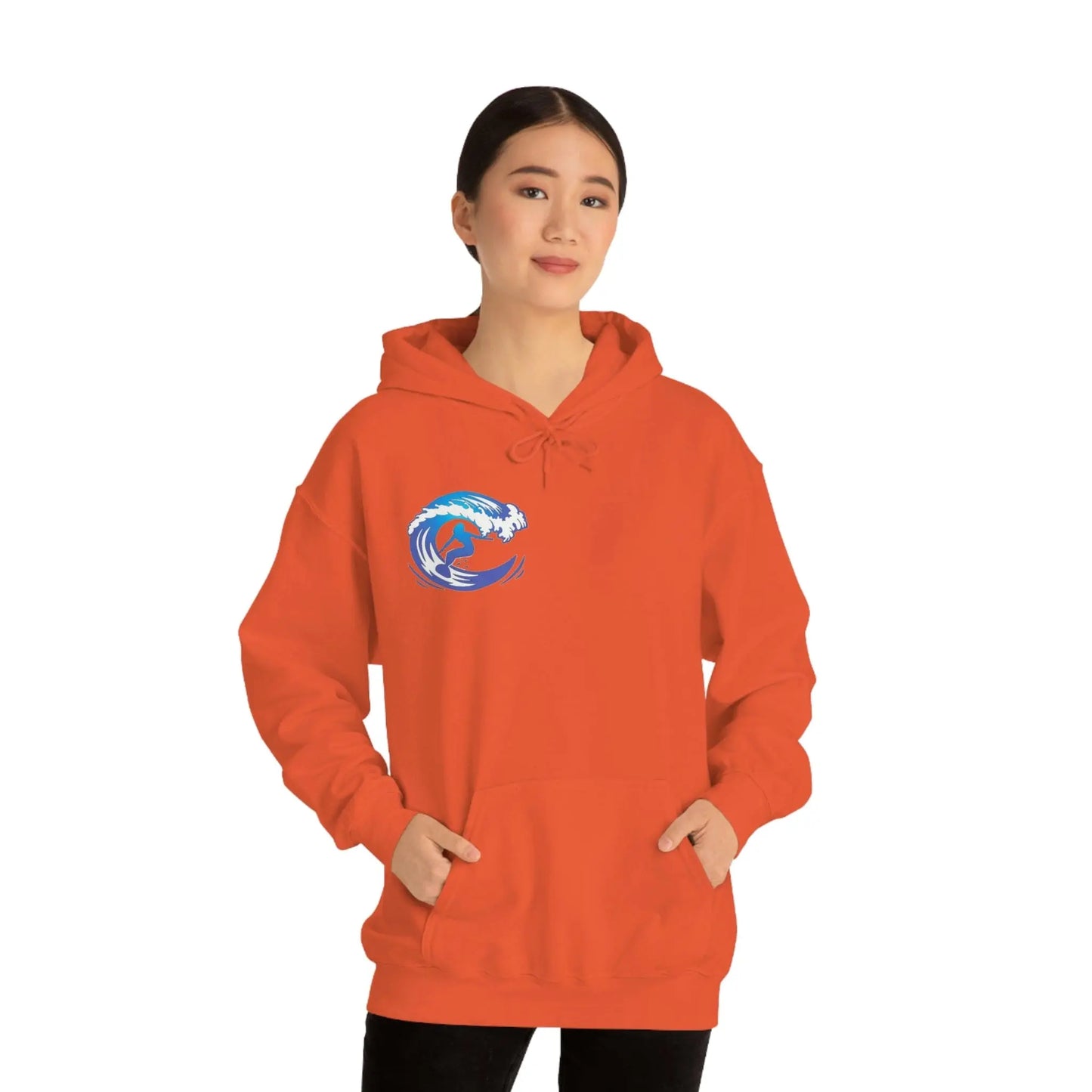 Surf girl Hang Ten on the wave Unisex Heavy Blend Hooded Sweatshirt