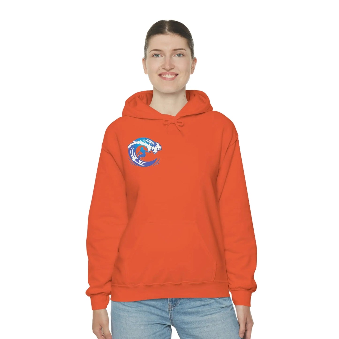 Surf girl Hang Ten on the wave Unisex Heavy Blend Hooded Sweatshirt