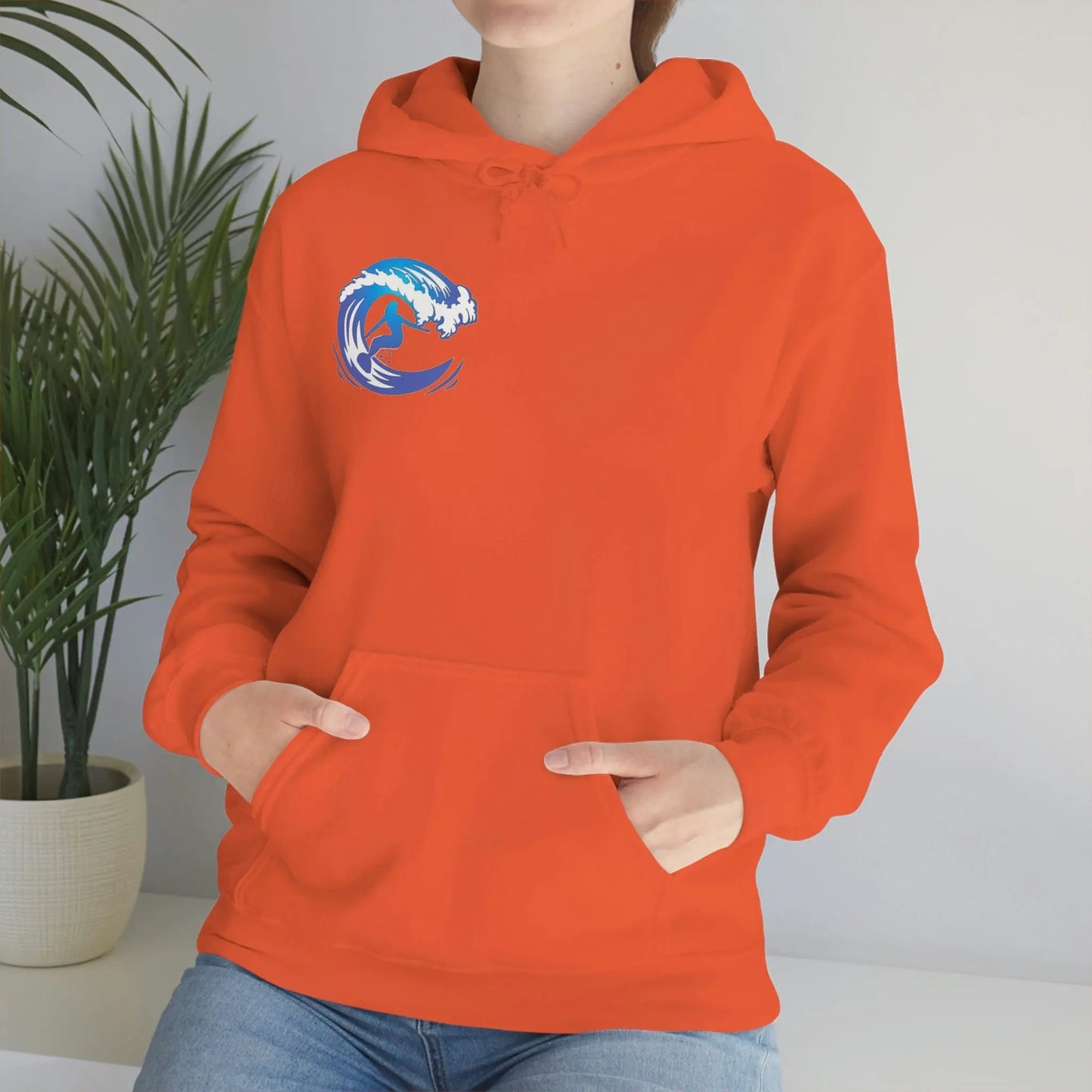 Surf girl Hang Ten on the wave Unisex Heavy Blend Hooded Sweatshirt