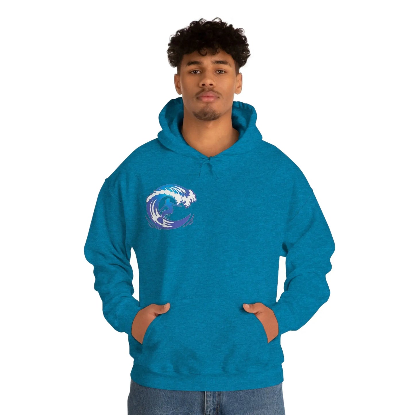 Surf girl Hang Ten on the wave Unisex Heavy Blend Hooded Sweatshirt