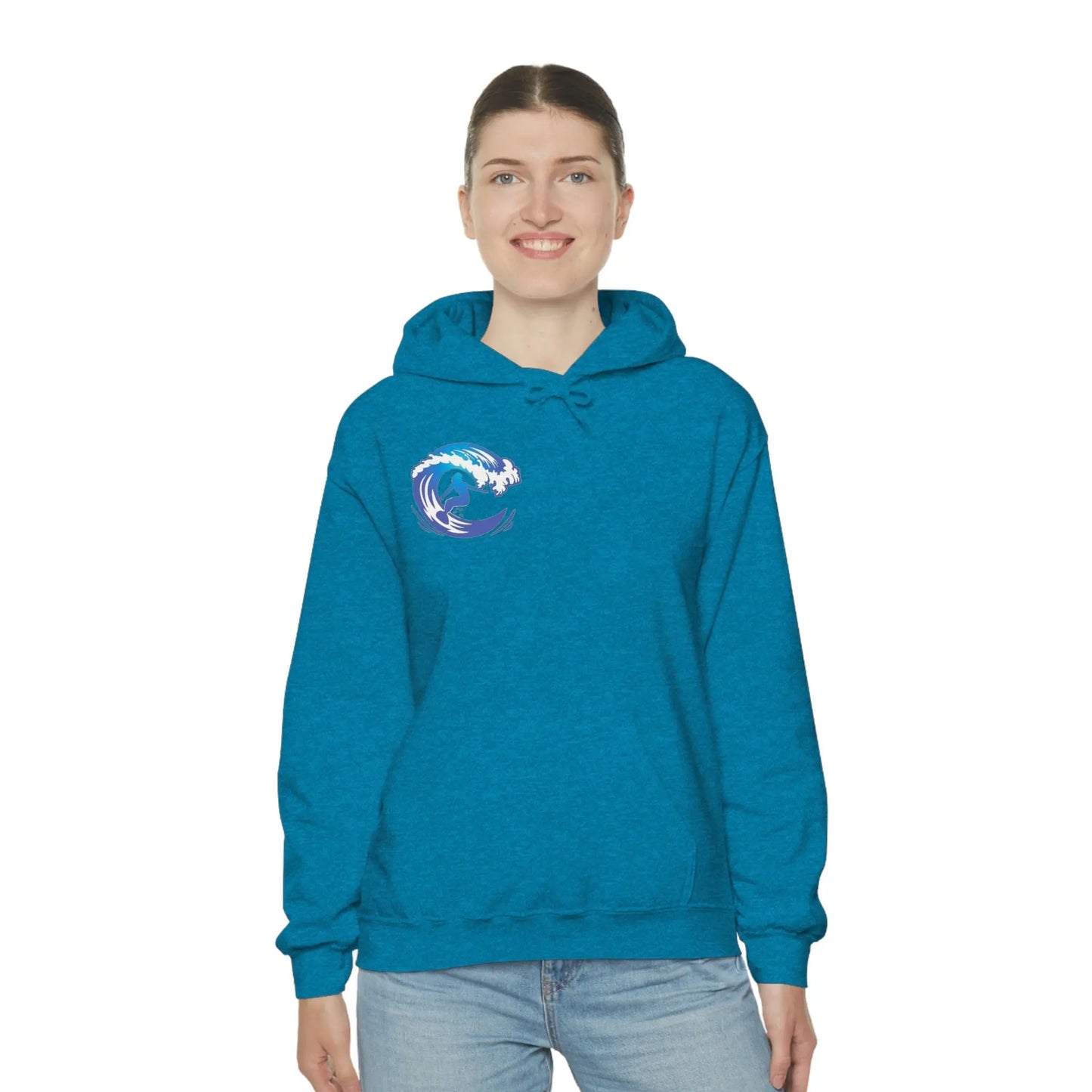 Surf girl Hang Ten on the wave Unisex Heavy Blend Hooded Sweatshirt