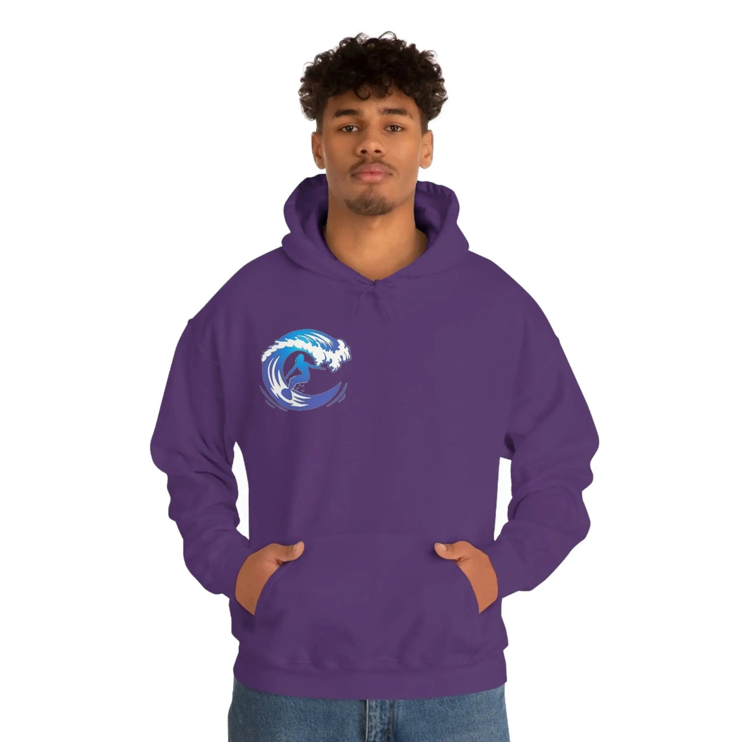 Surf girl Hang Ten on the wave Unisex Heavy Blend Hooded Sweatshirt