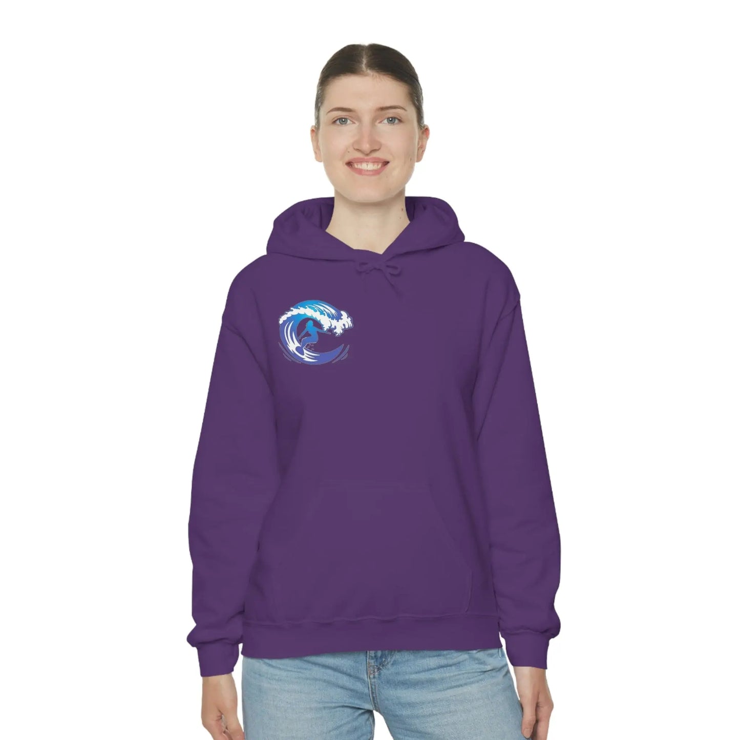 Surf girl Hang Ten on the wave Unisex Heavy Blend Hooded Sweatshirt