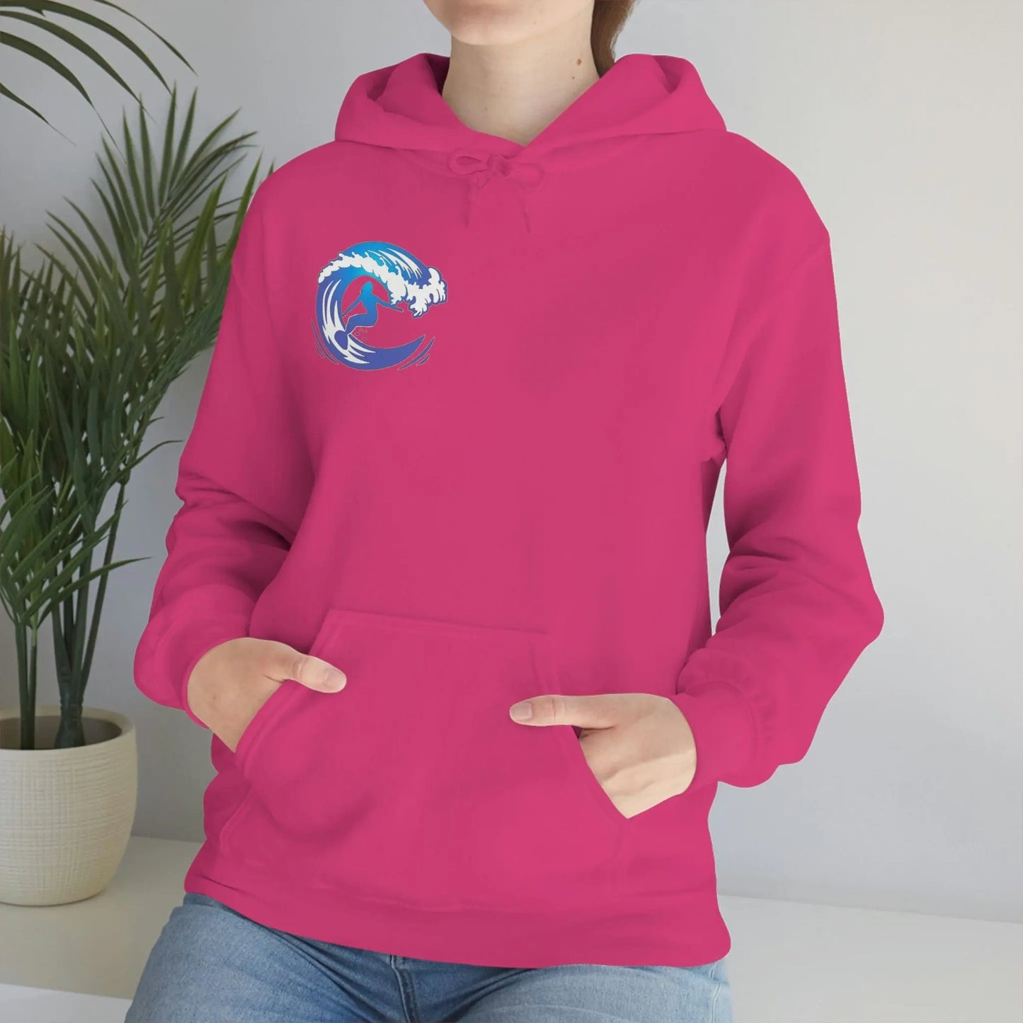 Surf girl Hang Ten on the wave Unisex Heavy Blend Hooded Sweatshirt