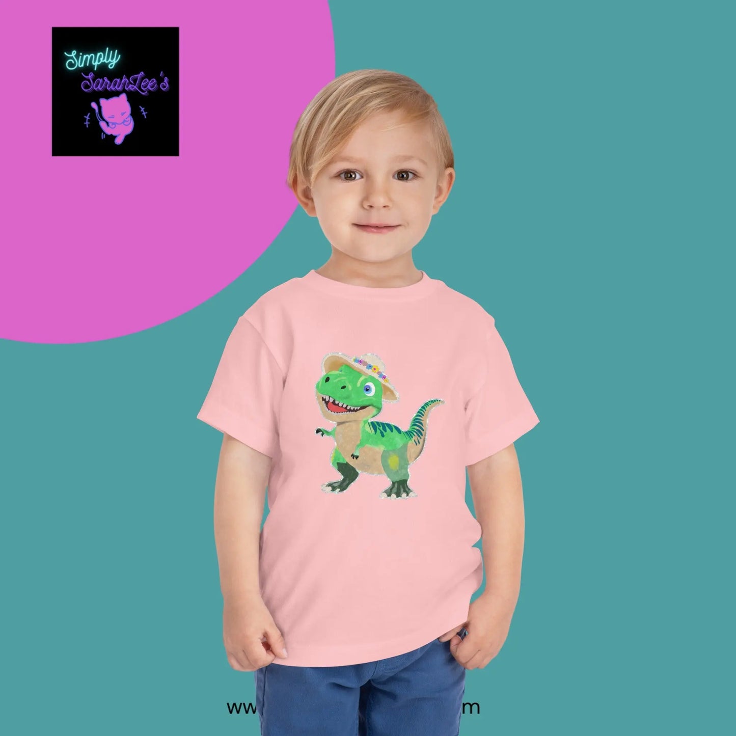 T-Rex with a Sunhat Drawing *Custom for J* Toddler Short Sleeve Tee Printify