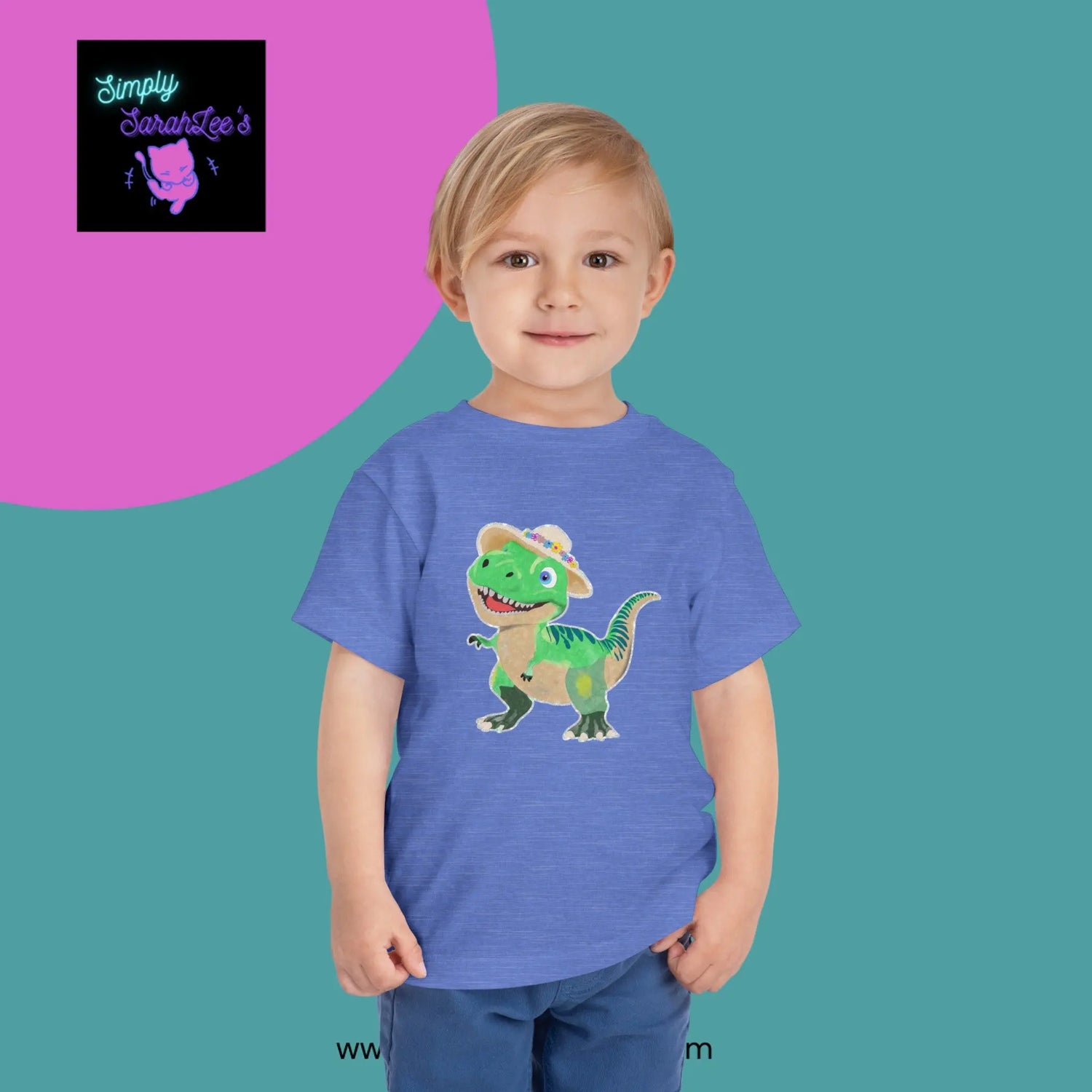 T-Rex with a Sunhat Drawing *Custom for J* Toddler Short Sleeve Tee Printify