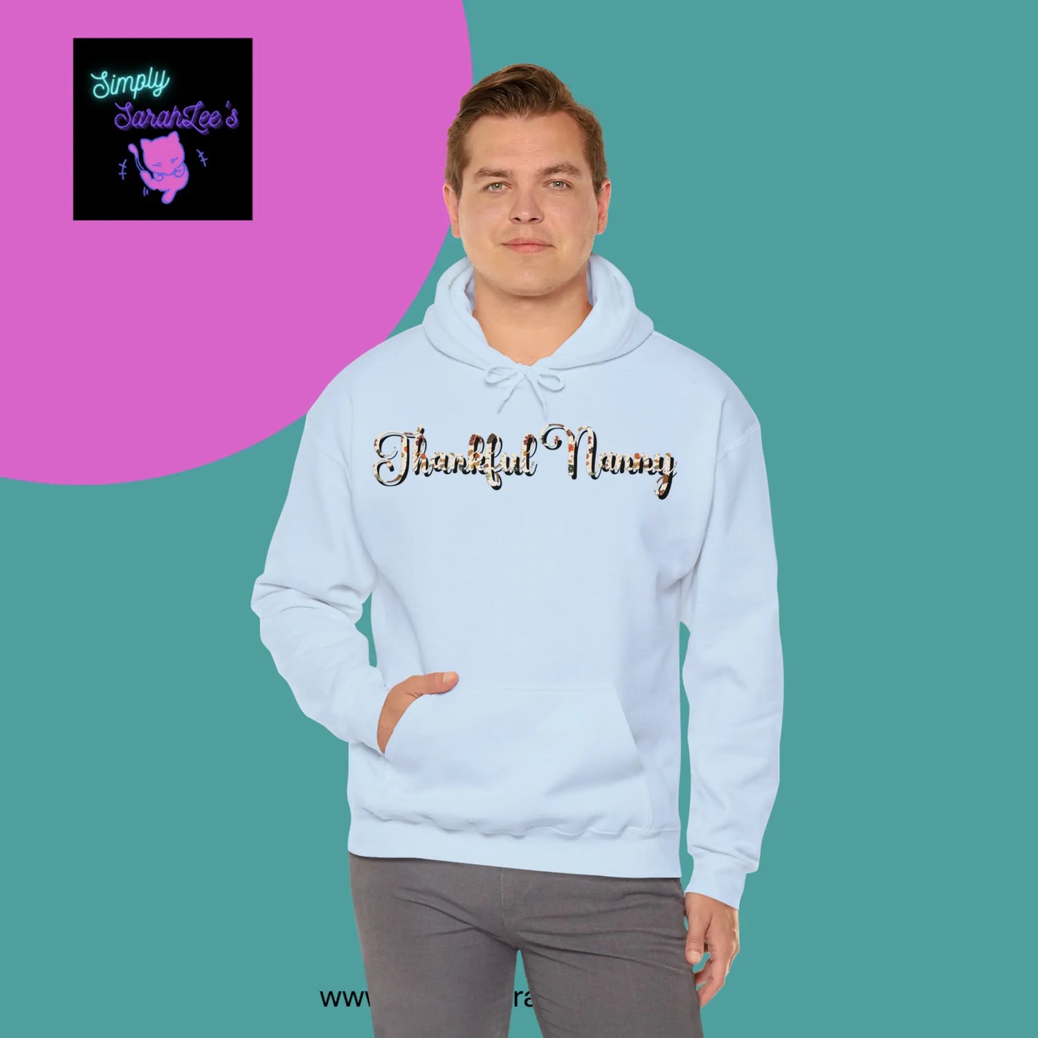 Thankful Nanny Thanksgiving Fall Colors Unisex Heavy Blend Hooded Sweatshirt Printify