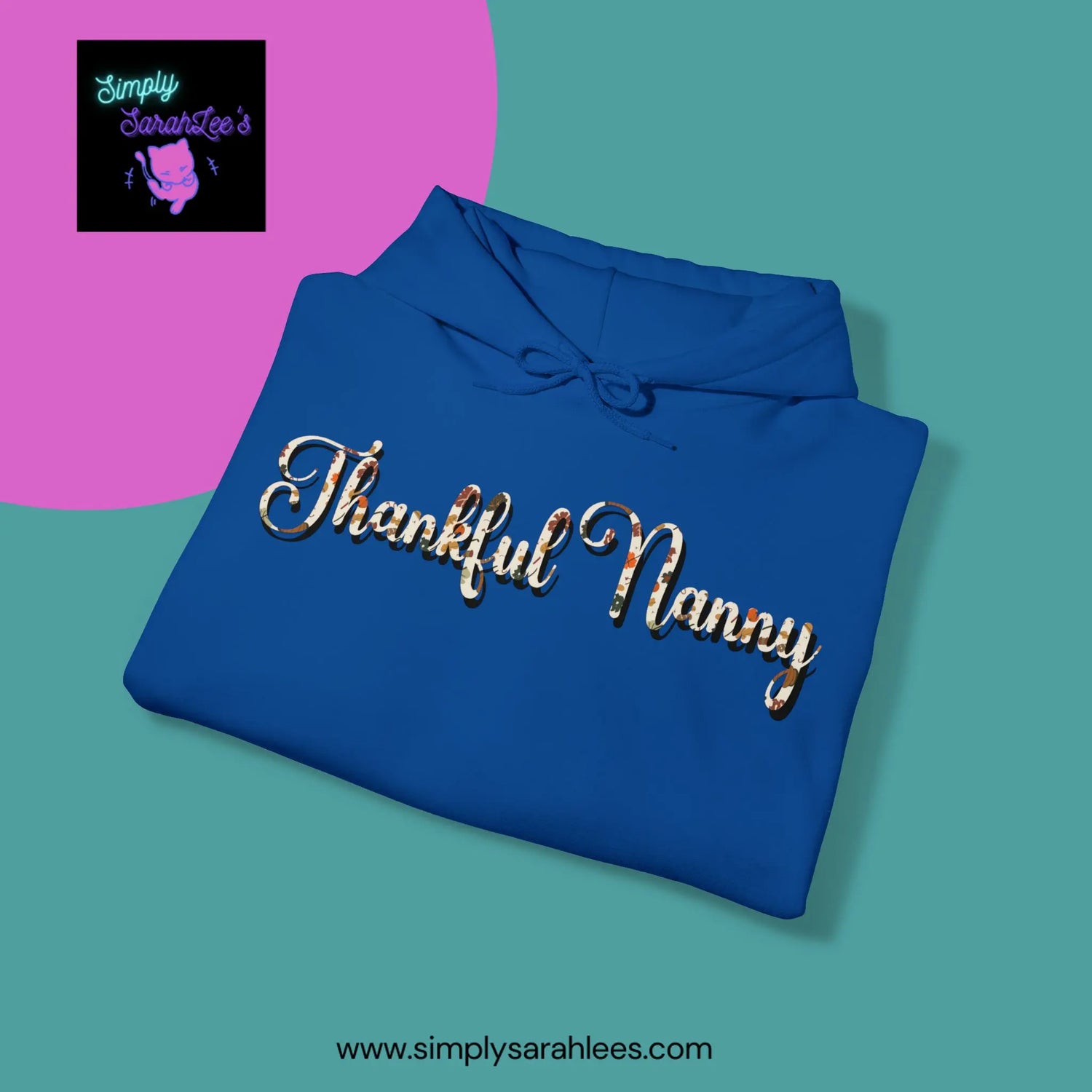 Thankful Nanny Thanksgiving Fall Colors Unisex Heavy Blend Hooded Sweatshirt Printify