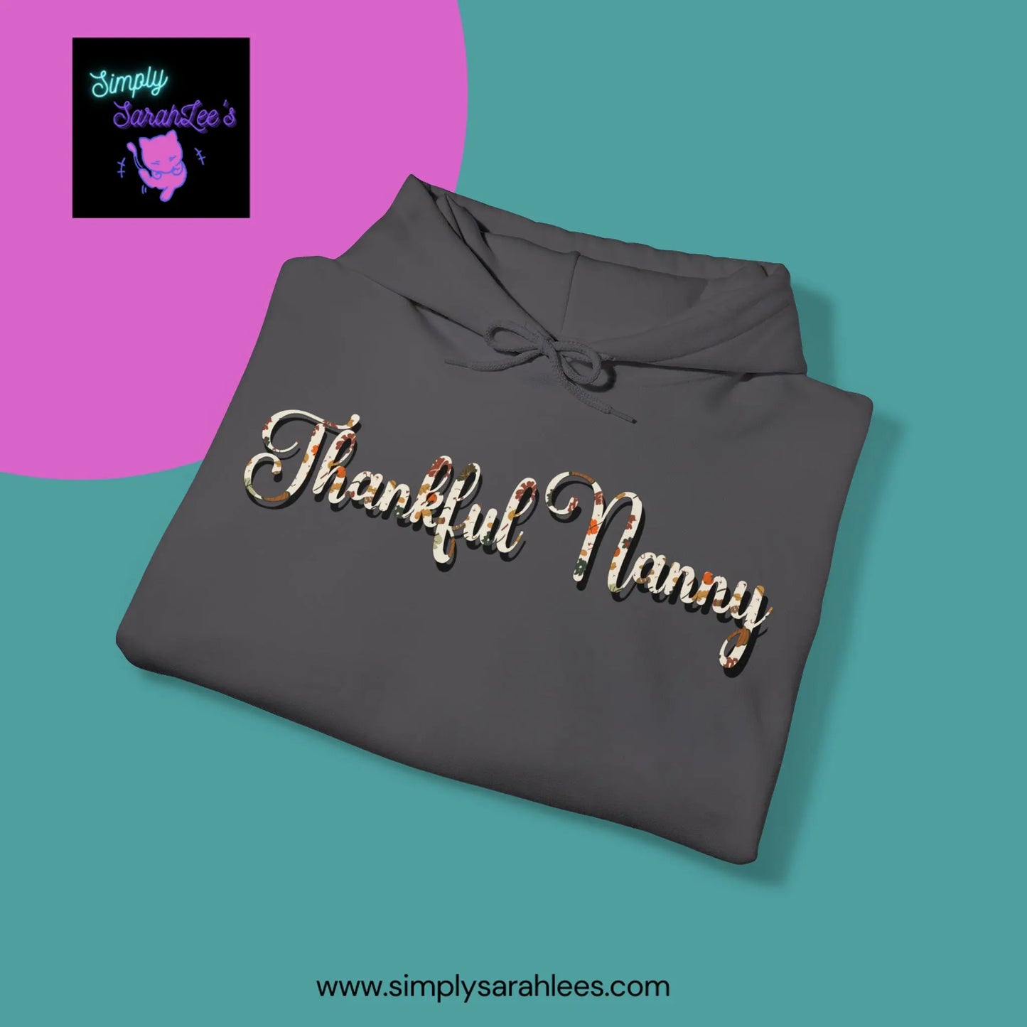 Thankful Nanny Thanksgiving Fall Colors Unisex Heavy Blend Hooded Sweatshirt Printify