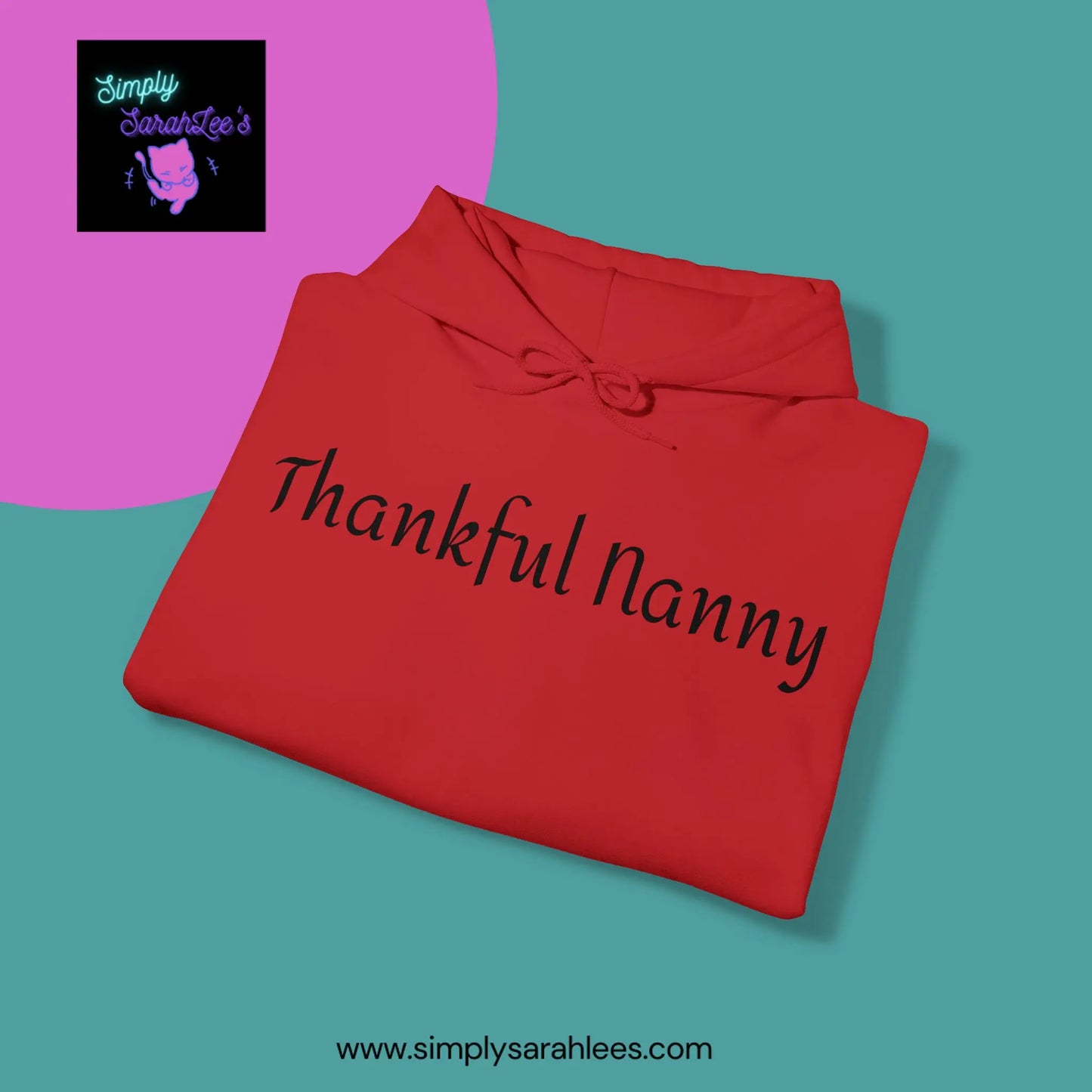 Thankful Nanny Thanksgiving Gift with Kids on the back Unisex Heavy Blend Hooded Sweatshirt