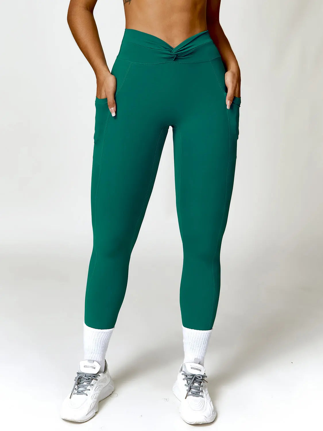 Twisted High Waist Active Pants with Pockets Trendsi