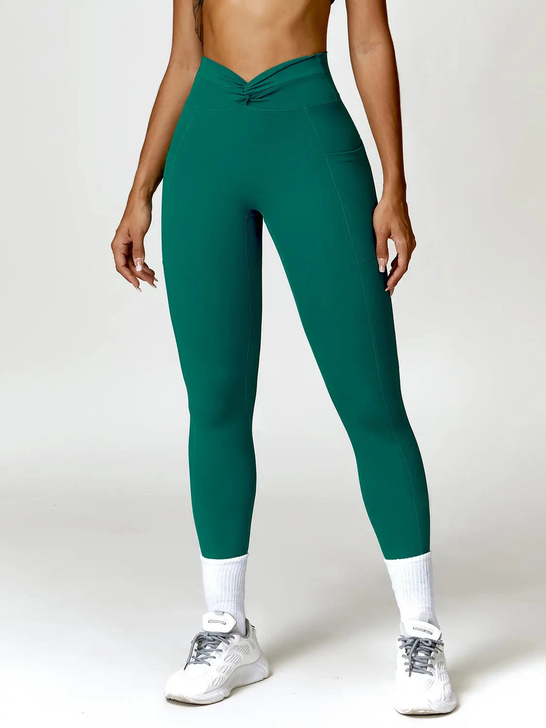 Twisted High Waist Active Pants with Pockets Trendsi