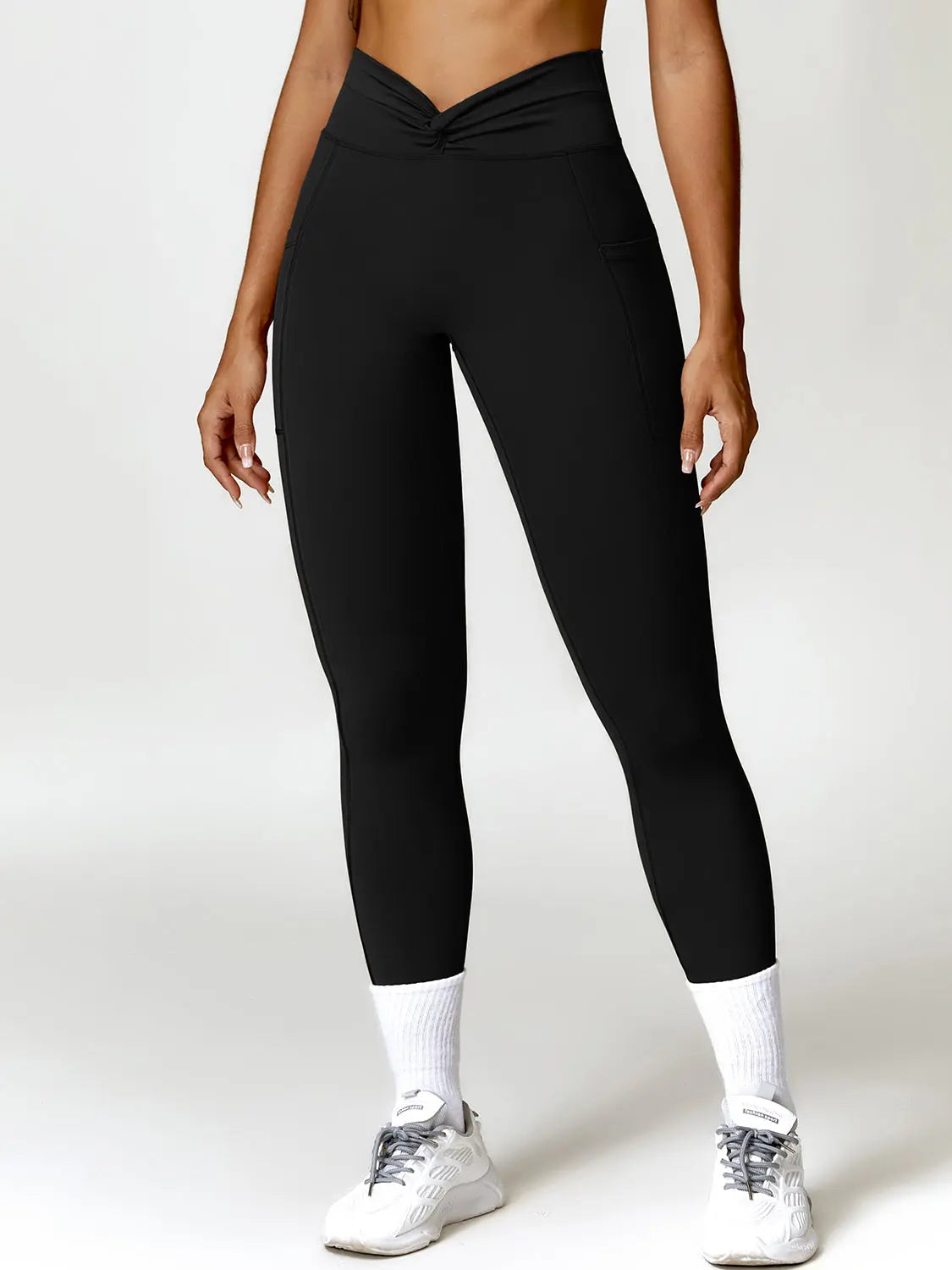 Twisted High Waist Active Pants with Pockets Trendsi