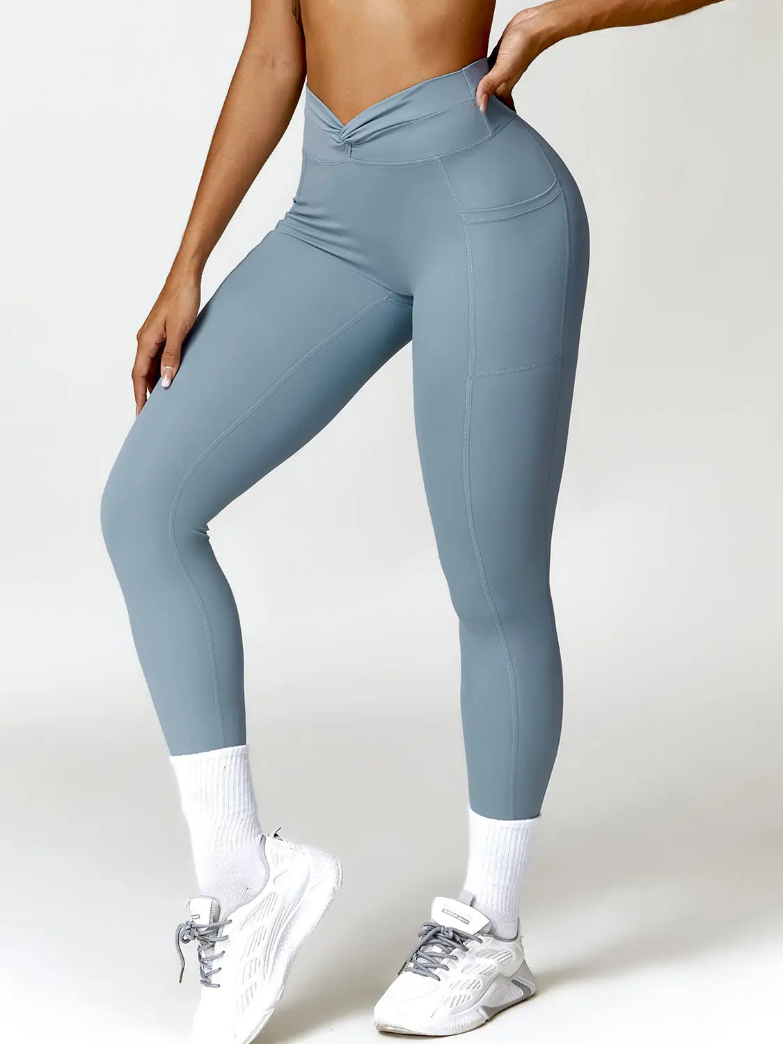 Twisted High Waist Active Pants with Pockets Trendsi