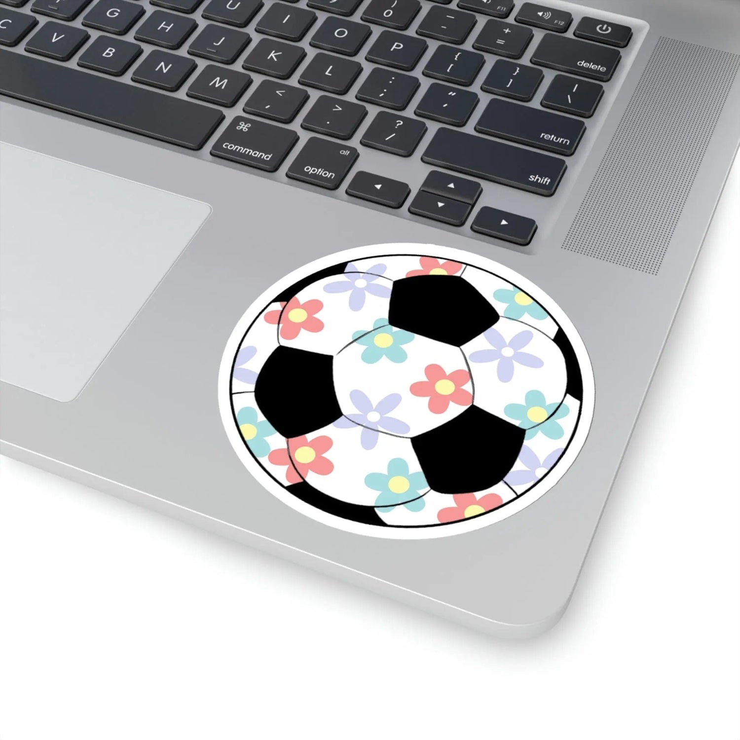 Very cute Flower Soccer Ball Kiss-Cut Stickers 4" × 4" White