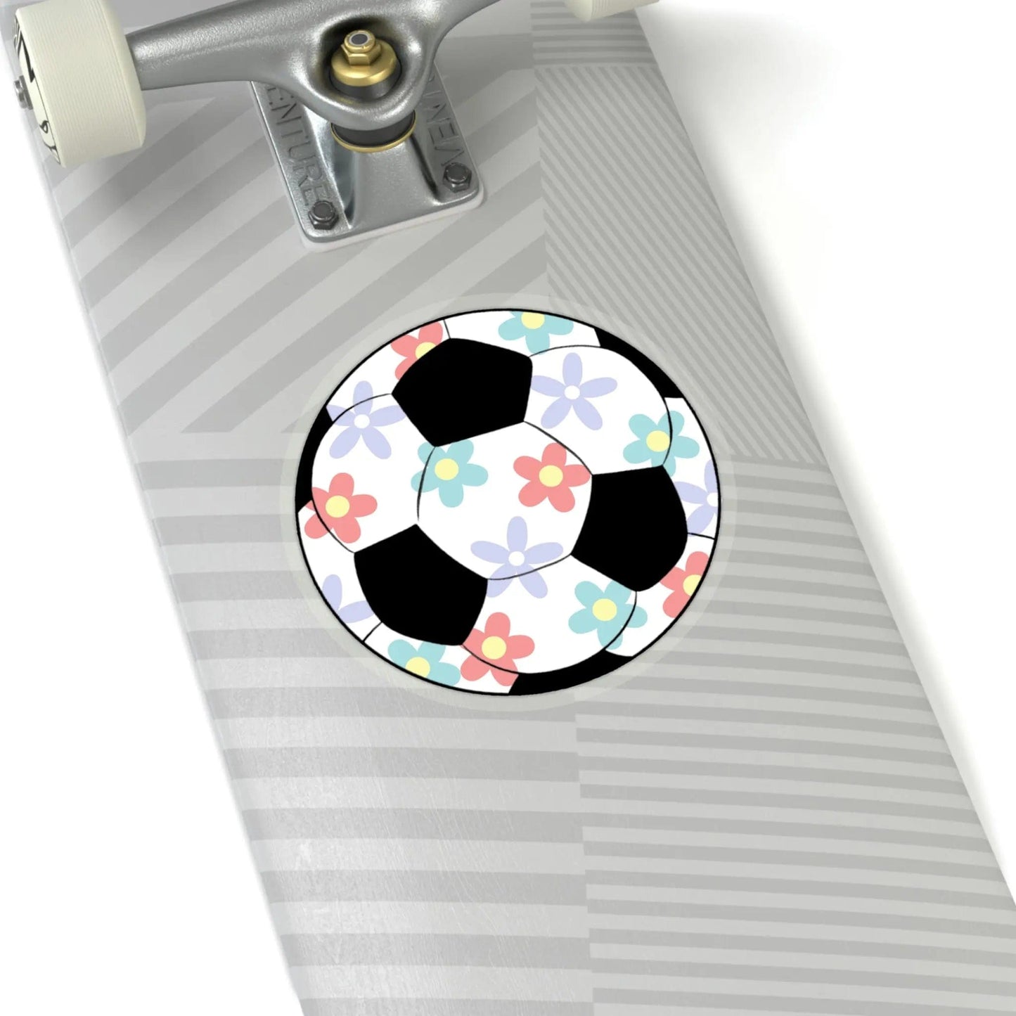 Very cute Flower Soccer Ball Kiss-Cut Stickers 6" × 6" Transparent