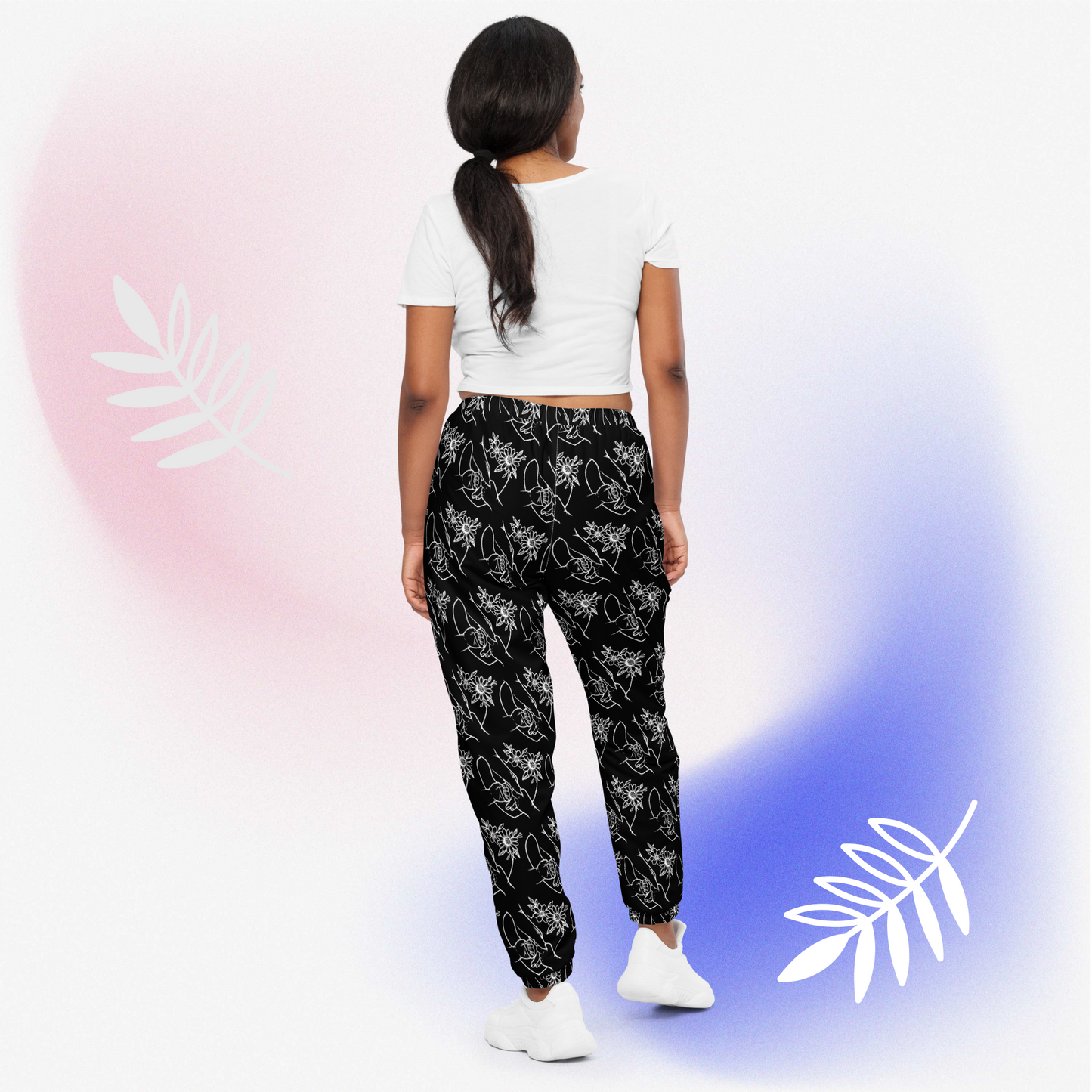 Nanny love 3 Hands with flowers in White and Black Unisex track pants