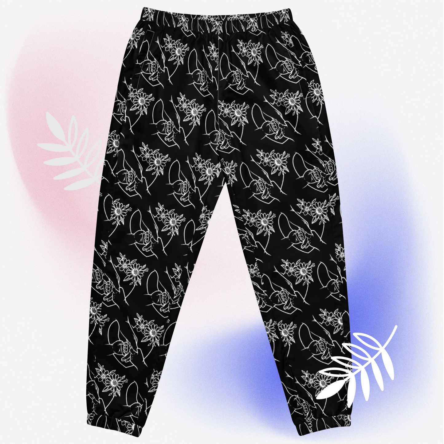 Nanny love 3 Hands with flowers in White and Black Unisex track pants