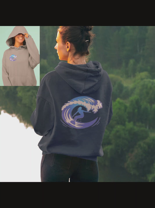 Surf girl Hang Ten on the wave Unisex Heavy Blend Hooded Sweatshirt