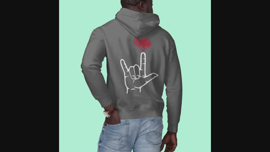 I Love You Hand Sign Hoodie Full Zip Hooded Sweatshirt