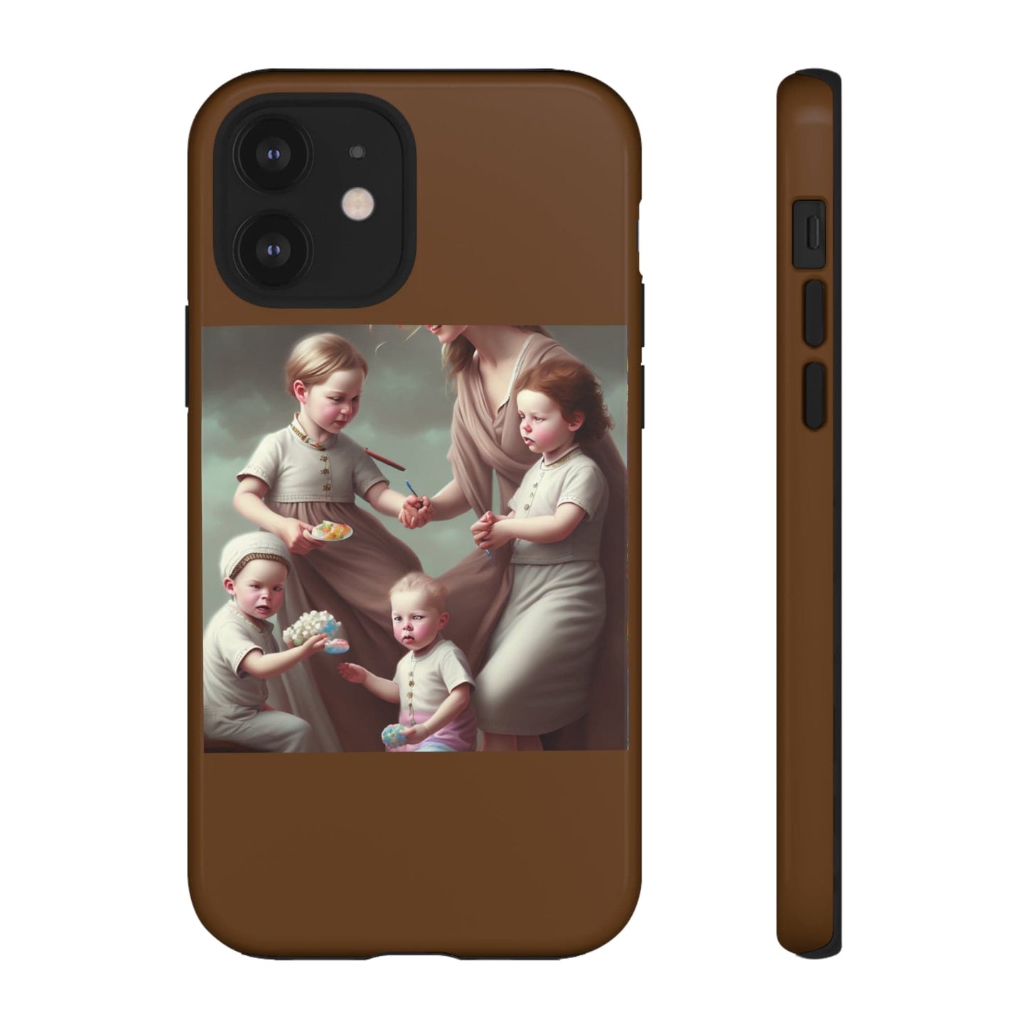 Nanny Caregiver Oil Painting with kids Tough Phone Cases iPhone 12 Glossy