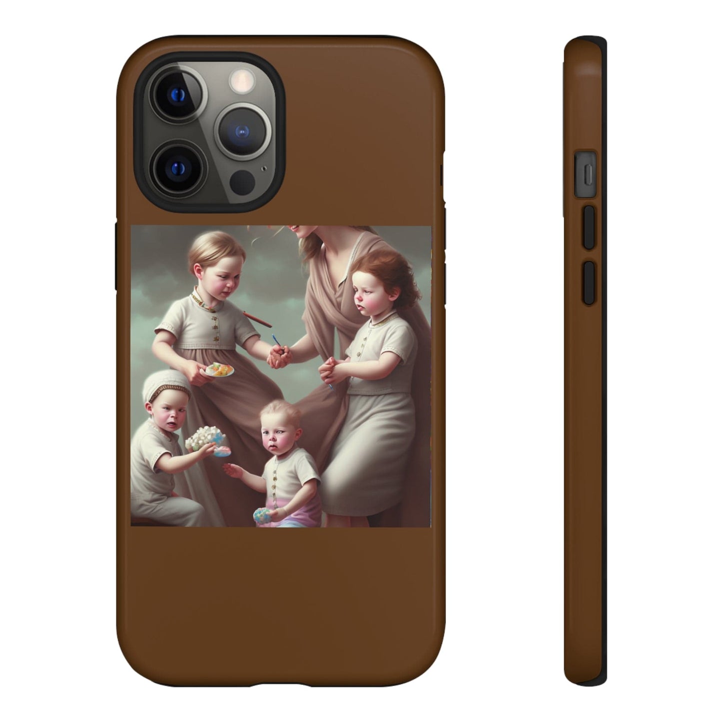 Nanny Caregiver Oil Painting with kids Tough Phone Cases iPhone 12 Pro Max Glossy