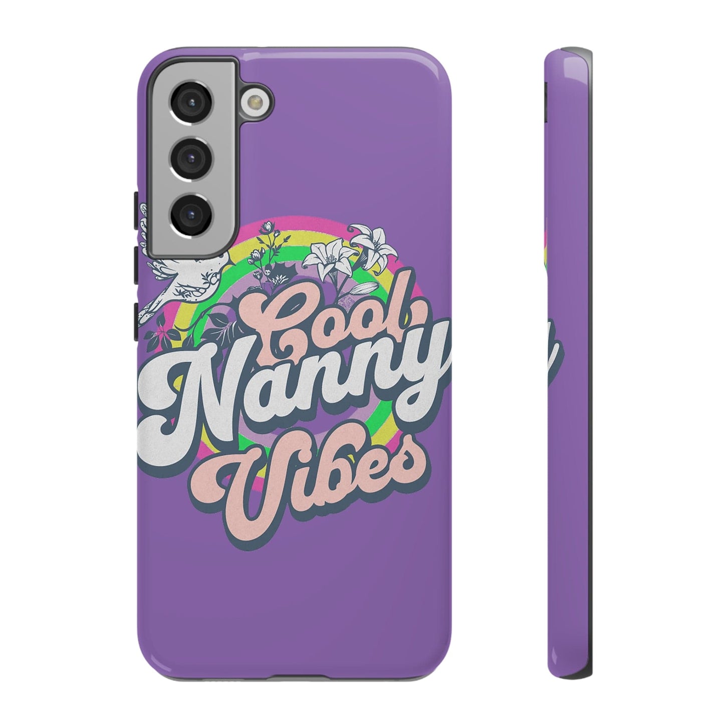 Cool Nanny Caregiver Vibes Retro Look in Purple Tough Phone Cases Samsung Galaxy S22 Plus Glossy