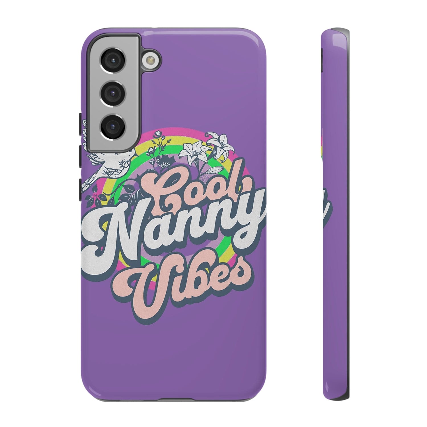 Cool Nanny Caregiver Vibes Retro Look in Purple Tough Phone Cases Samsung Galaxy S22 Plus Glossy