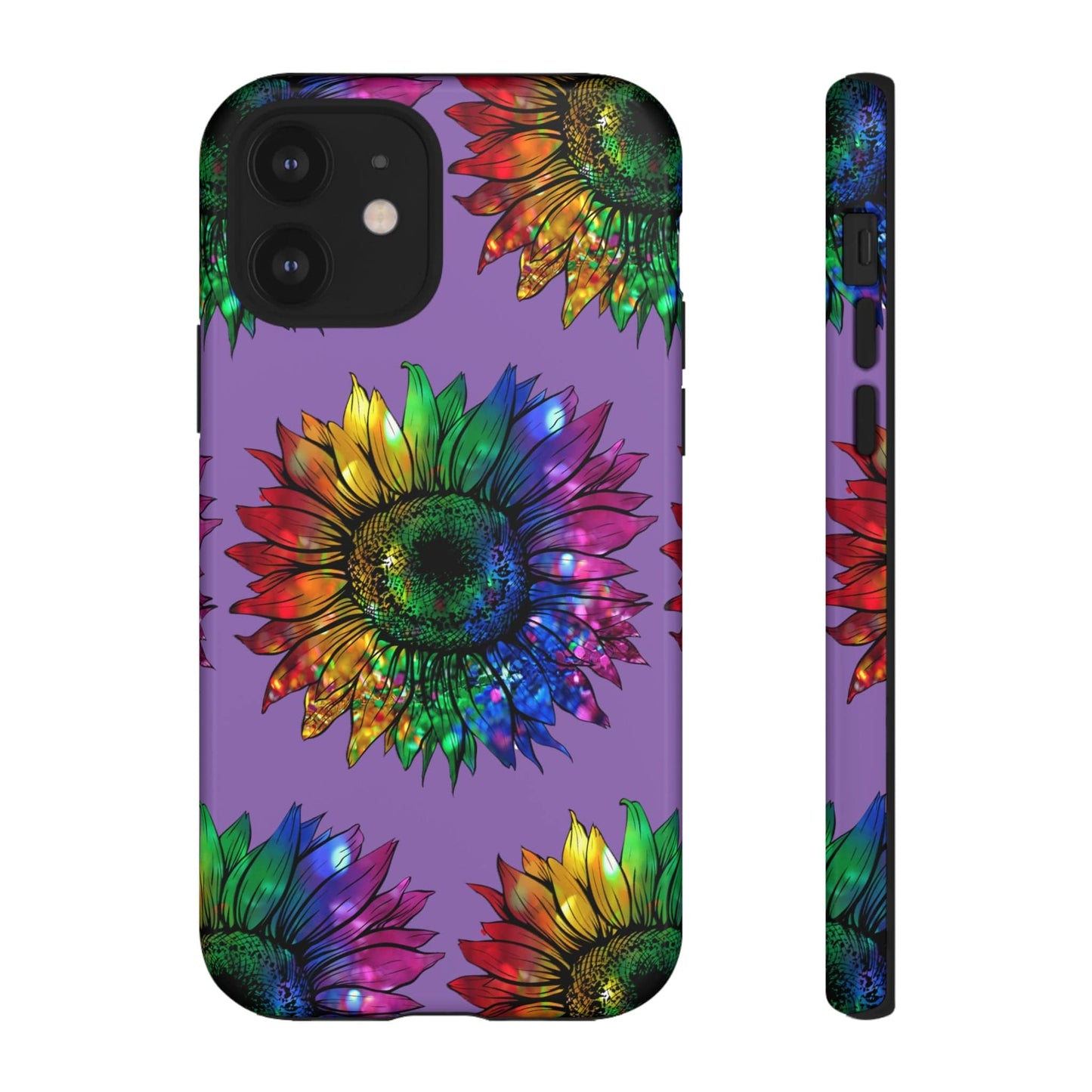 Jeweled Sunflower Rainbow in Purple Tough Phone Cases iPhone 12 Glossy