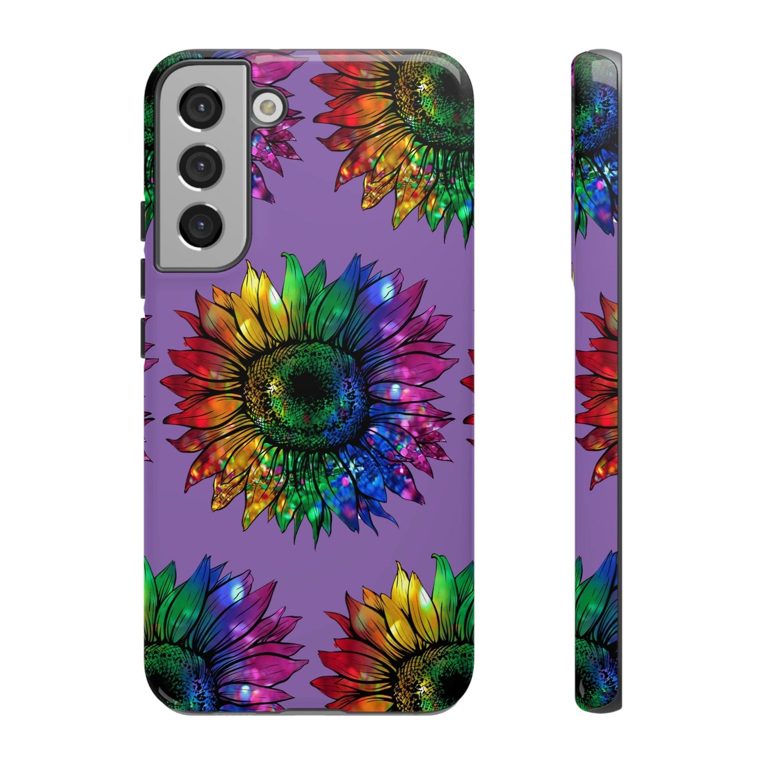 Jeweled Sunflower Rainbow in Purple Tough Phone Cases Samsung Galaxy S22 Plus Glossy