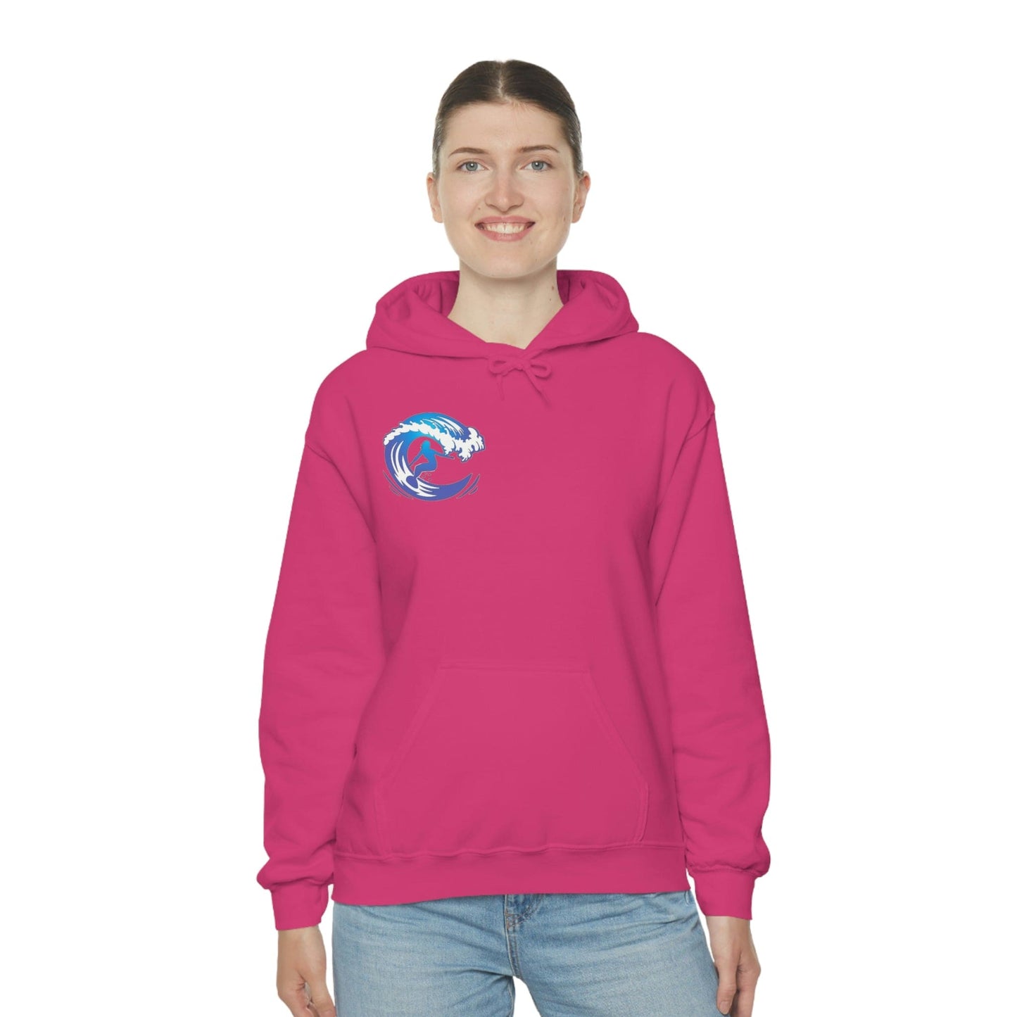 Surf girl Hang Ten on the wave Unisex Heavy Blend Hooded Sweatshirt