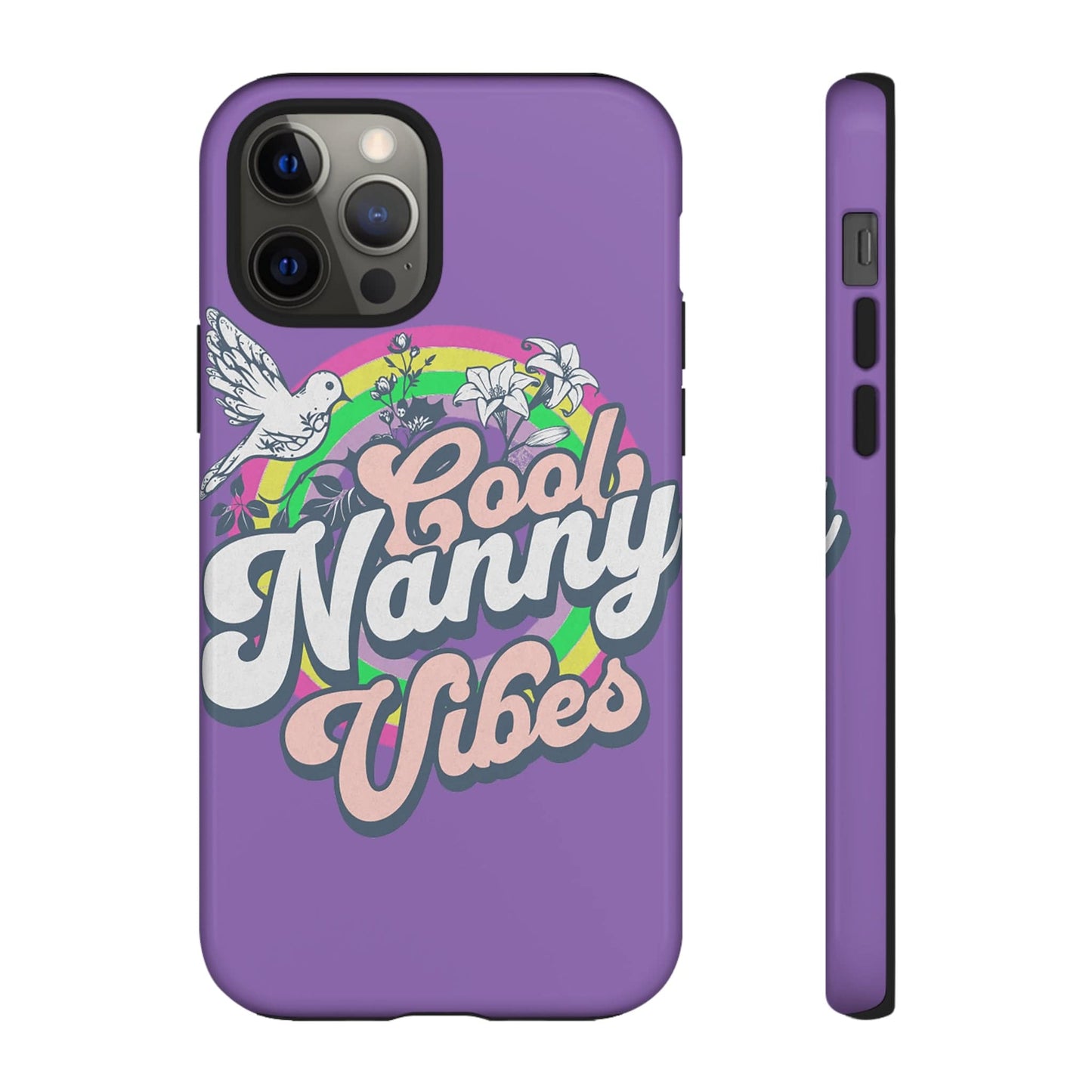 Cool Nanny Caregiver Vibes Retro Look in Purple Tough Phone Cases iPhone 12 Pro Glossy