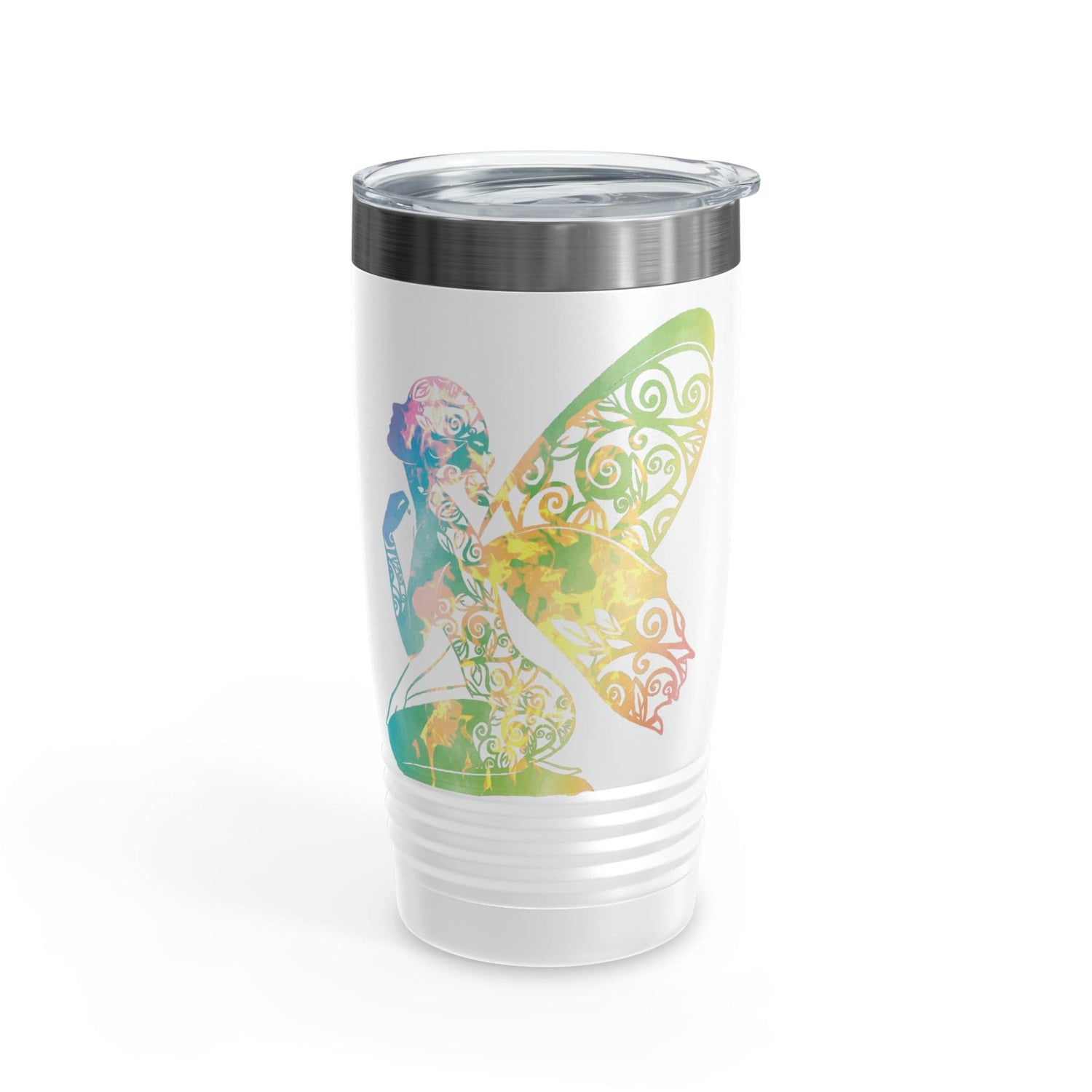 Rainbow Broken Fairy, Ringneck Tumbler with lid, 20oz