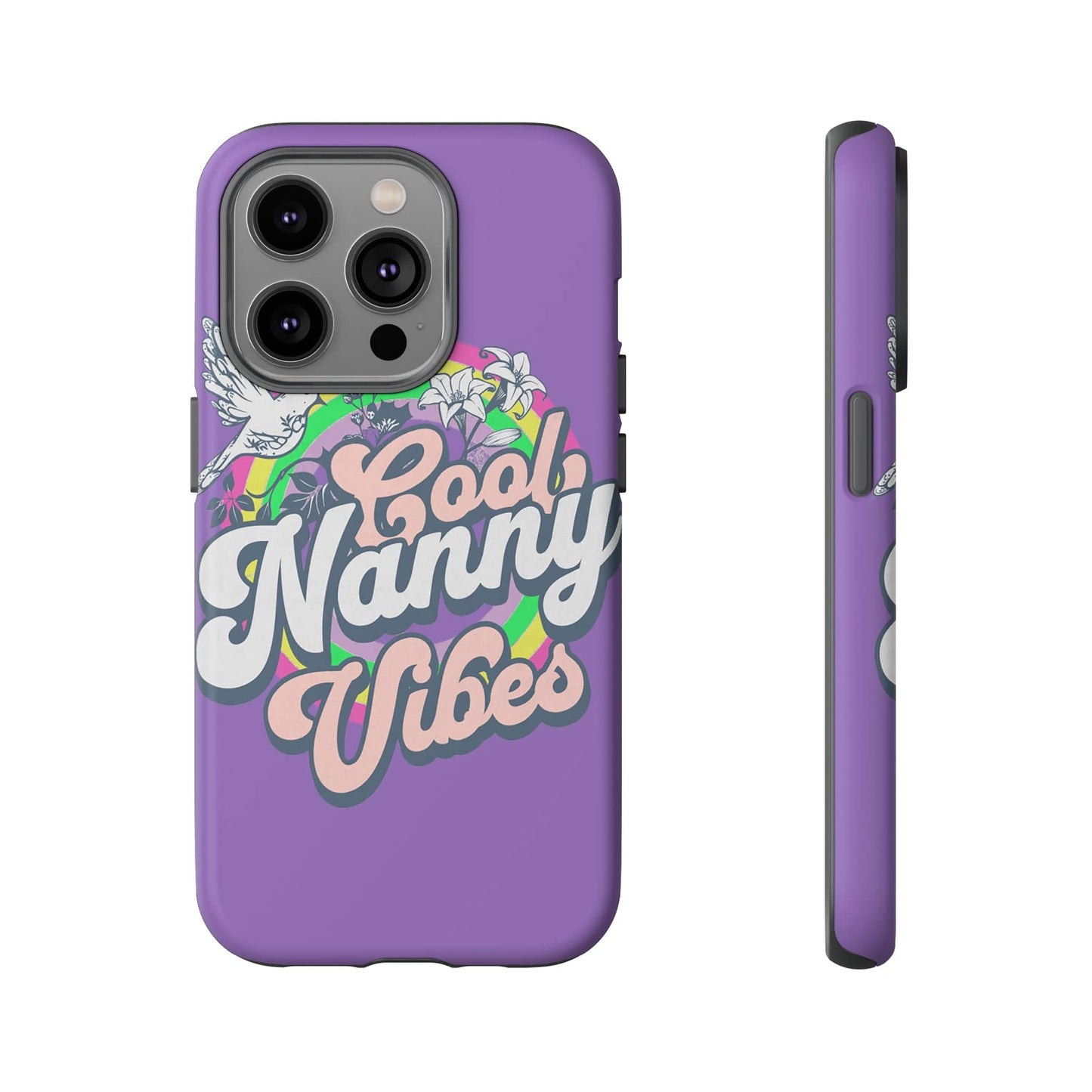 Cool Nanny Caregiver Vibes Retro Look in Purple Tough Phone Cases iPhone 14 Pro Matte