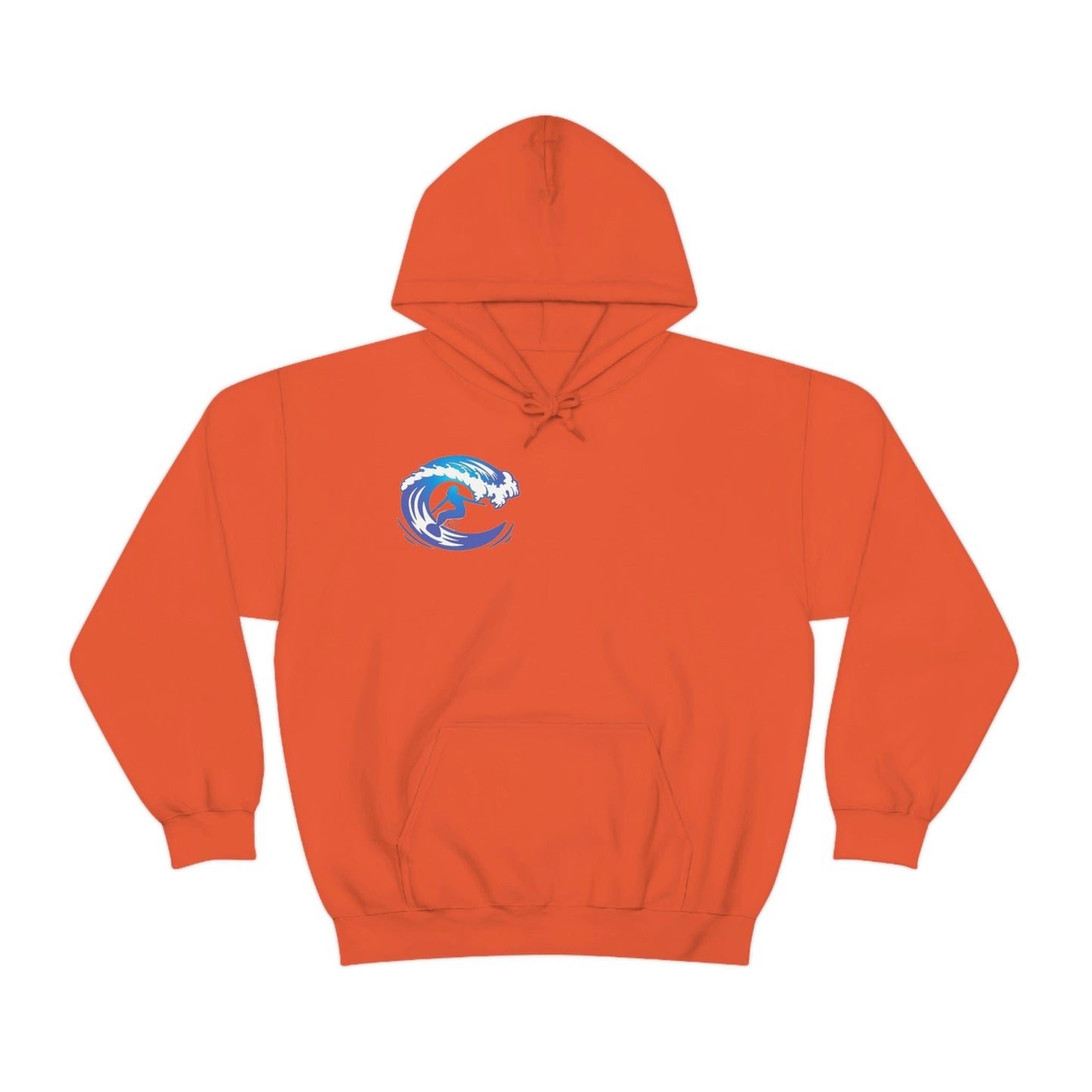 Surf girl Hang Ten on the wave Unisex Heavy Blend Hooded Sweatshirt Orange