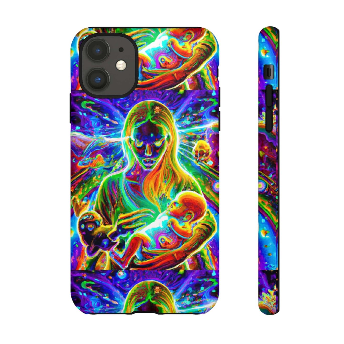 Psychedelic Nanny Caregiver with baby Tough Phone Cases iPhone 11 Matte