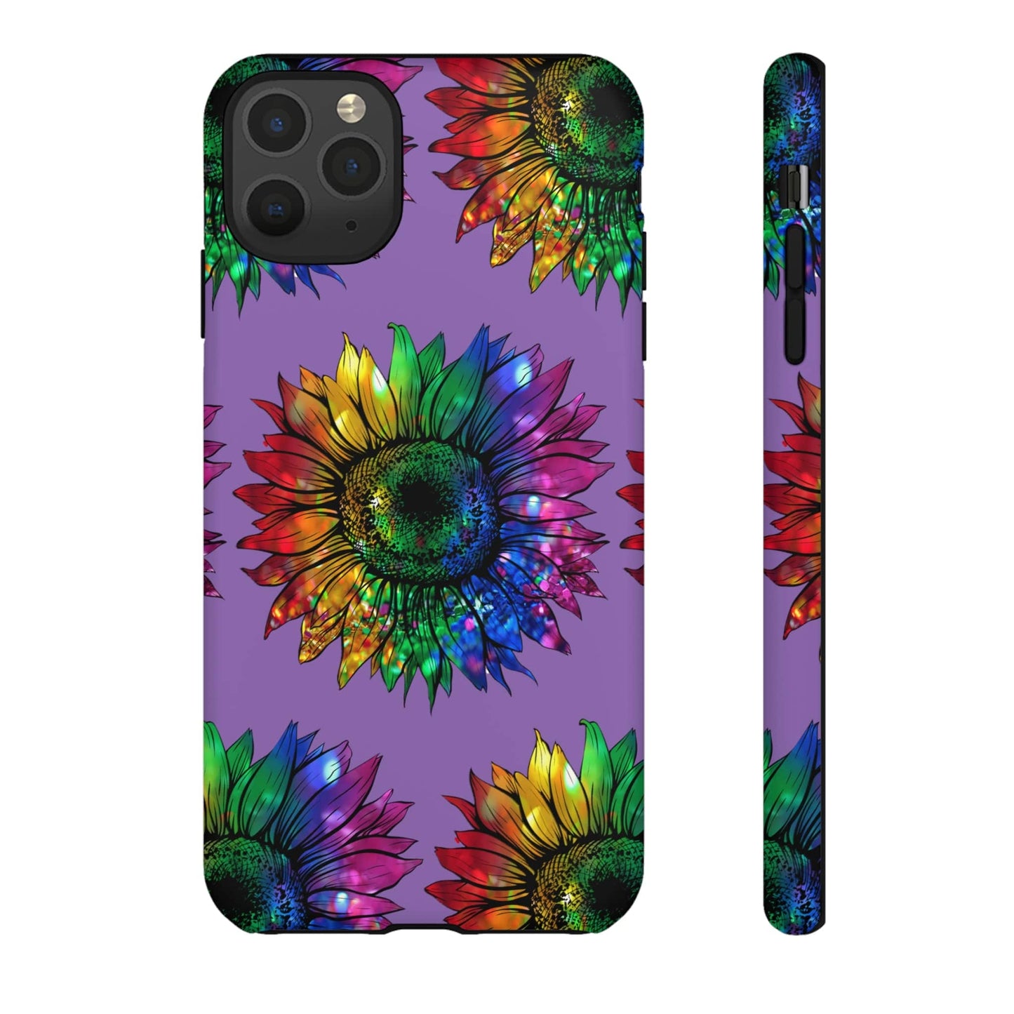 Jeweled Sunflower Rainbow in Purple Tough Phone Cases iPhone 11 Pro Max Matte