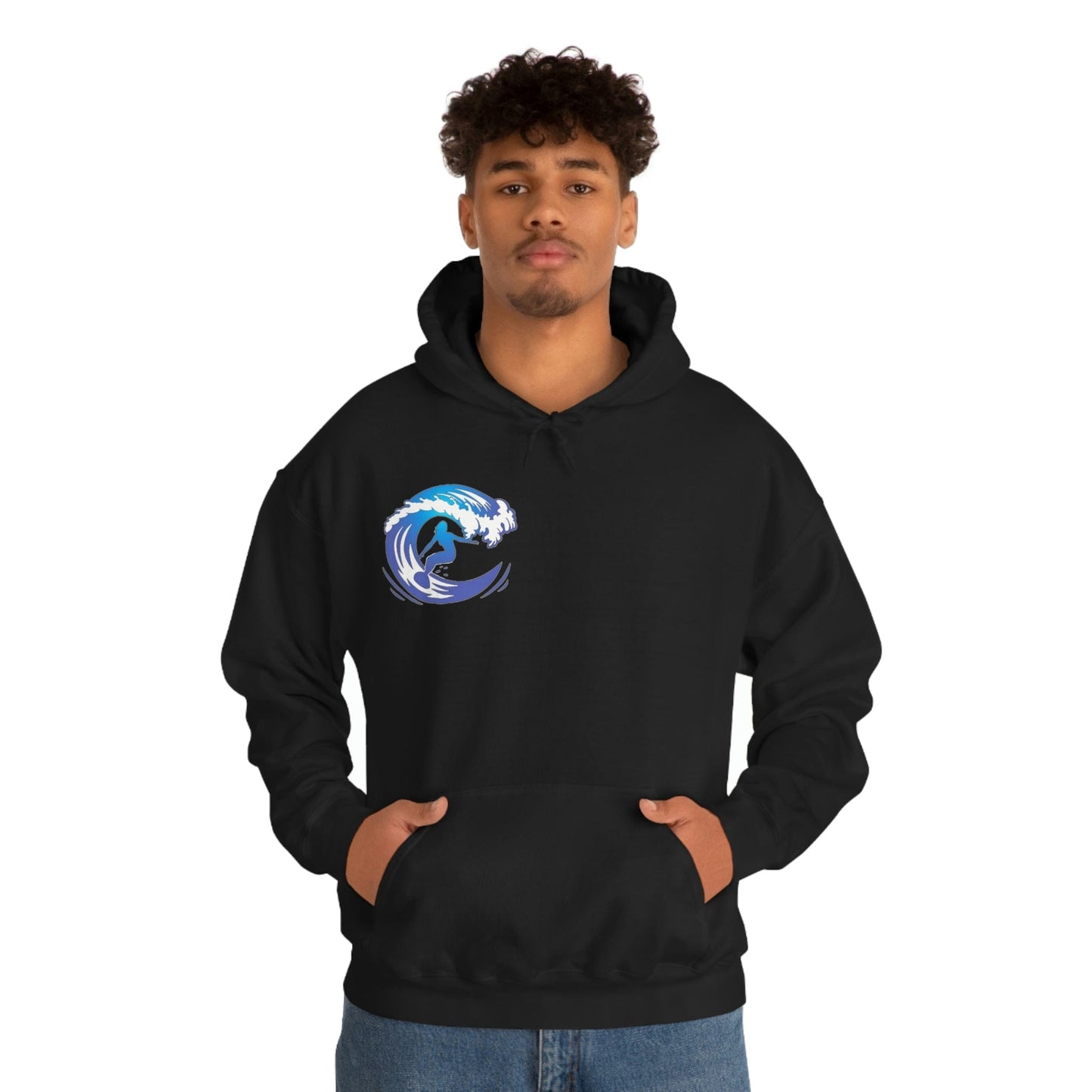 Surf girl Hang Ten on the wave Unisex Heavy Blend Hooded Sweatshirt