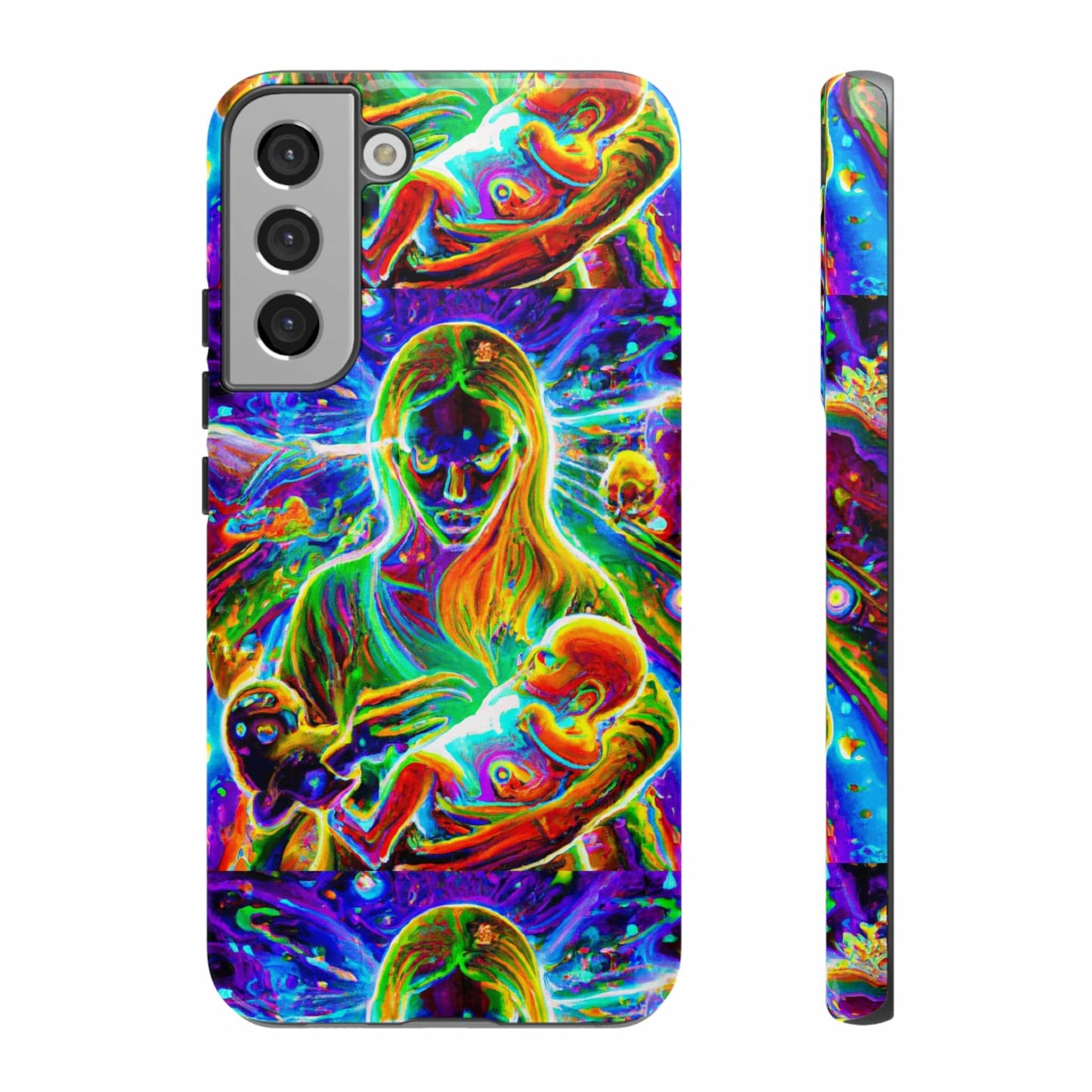 Psychedelic Nanny Caregiver with baby Tough Phone Cases Samsung Galaxy S22 Plus Glossy