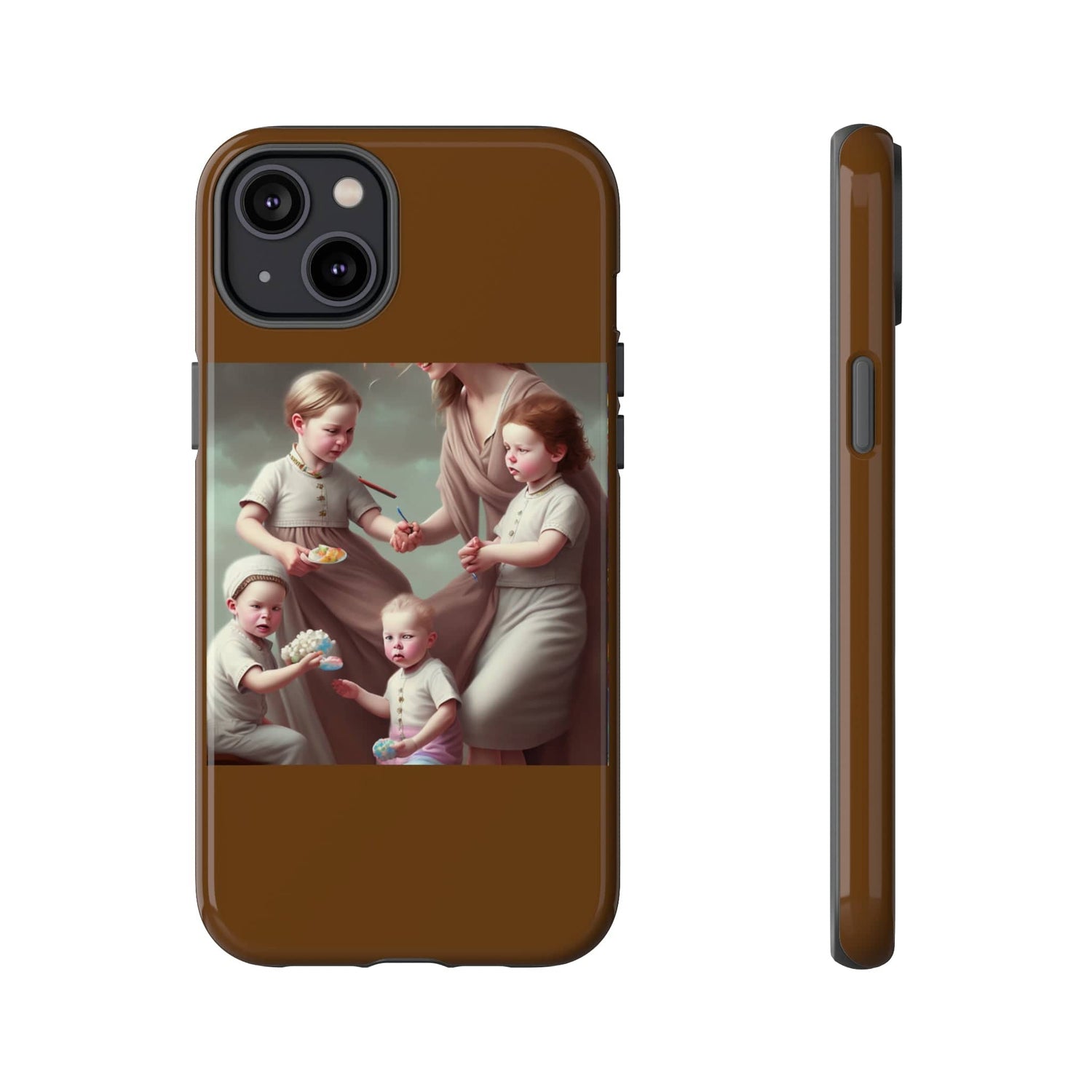 Nanny Caregiver Oil Painting with kids Tough Phone Cases iPhone 14 Plus Glossy