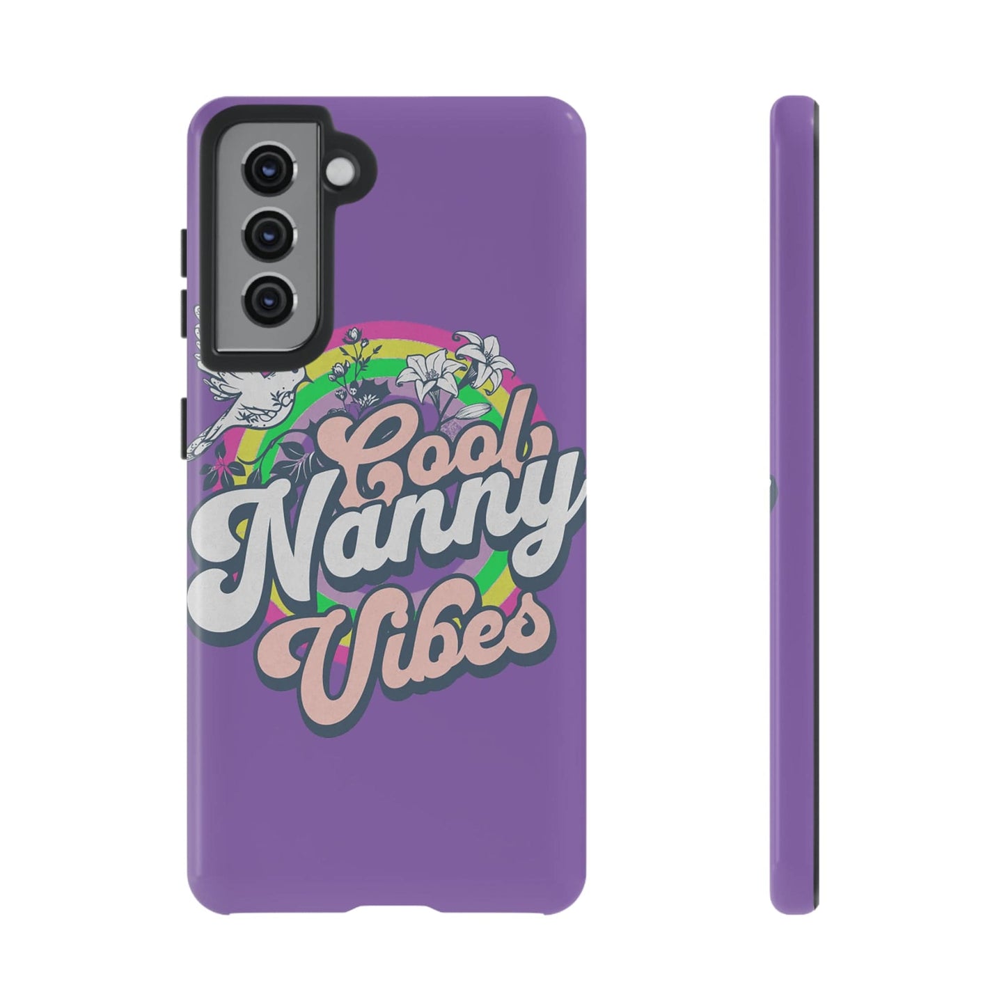 Cool Nanny Caregiver Vibes Retro Look in Purple Tough Phone Cases Samsung Galaxy S21 Glossy